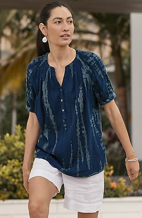 Image for Pure Jill Tie-Dyed Crinkled Top