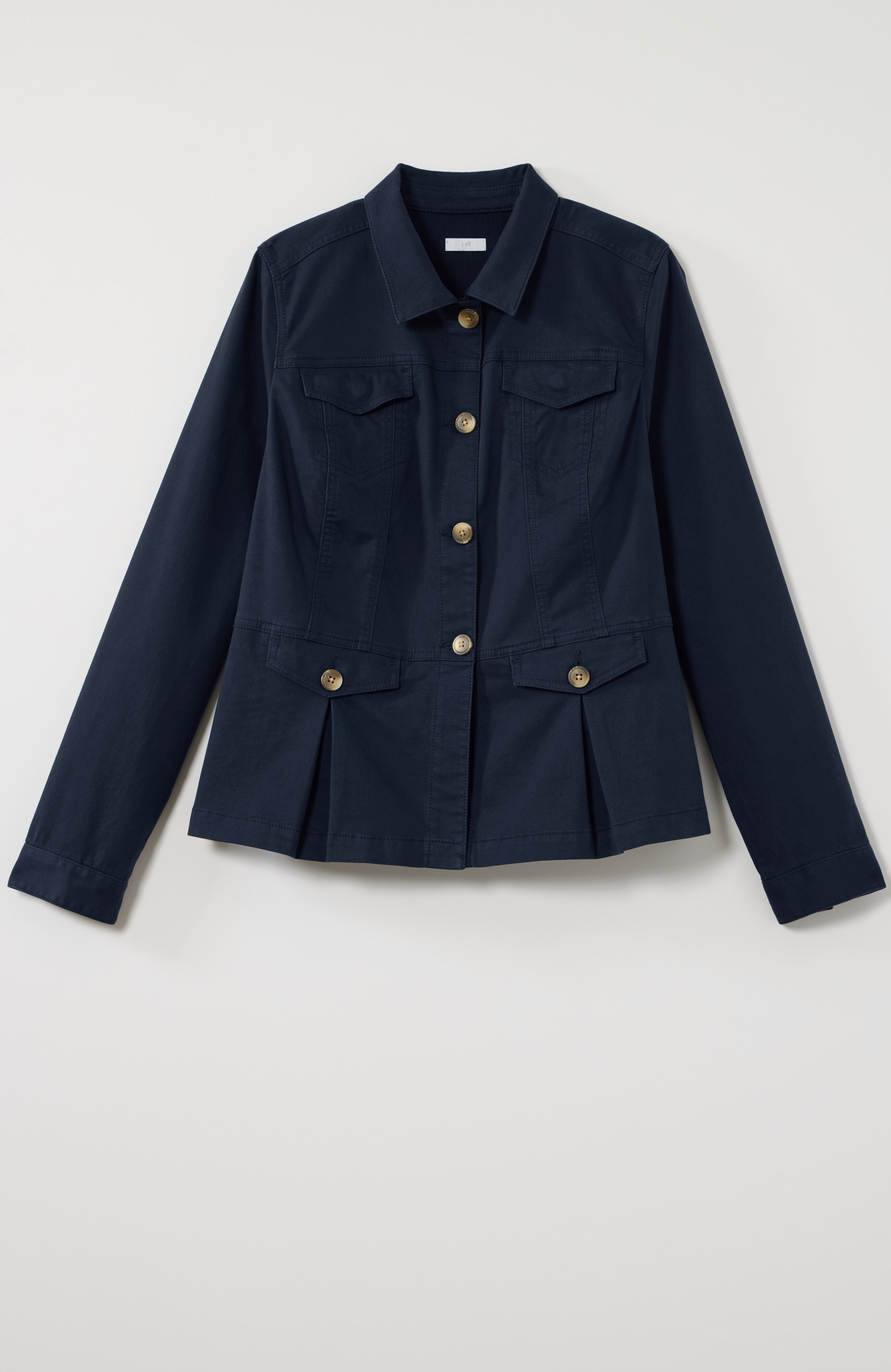 button-front peplum jacket