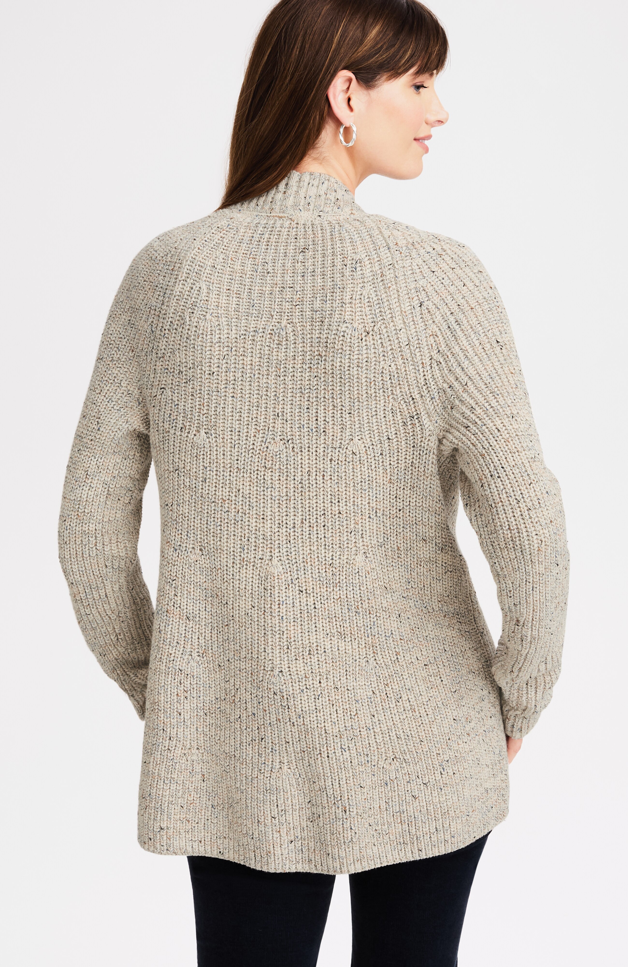 MULTI-TWEED RIBBED CARDI | JJill