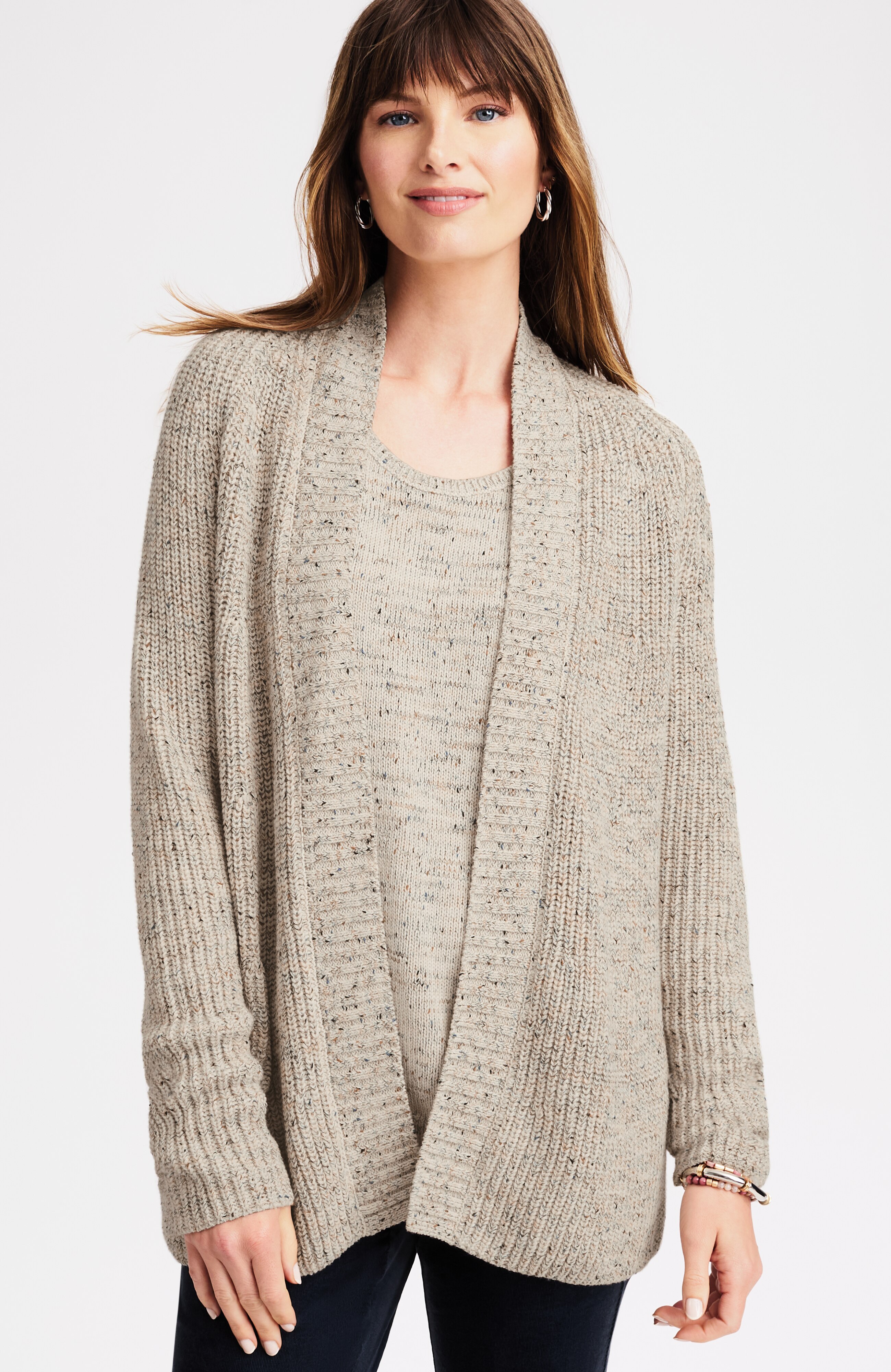 multi-tweed ribbed cardi