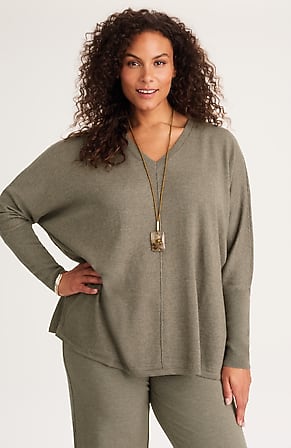 Image for Pure Jill Ribbed-Cuffs V-Neck Pullover
