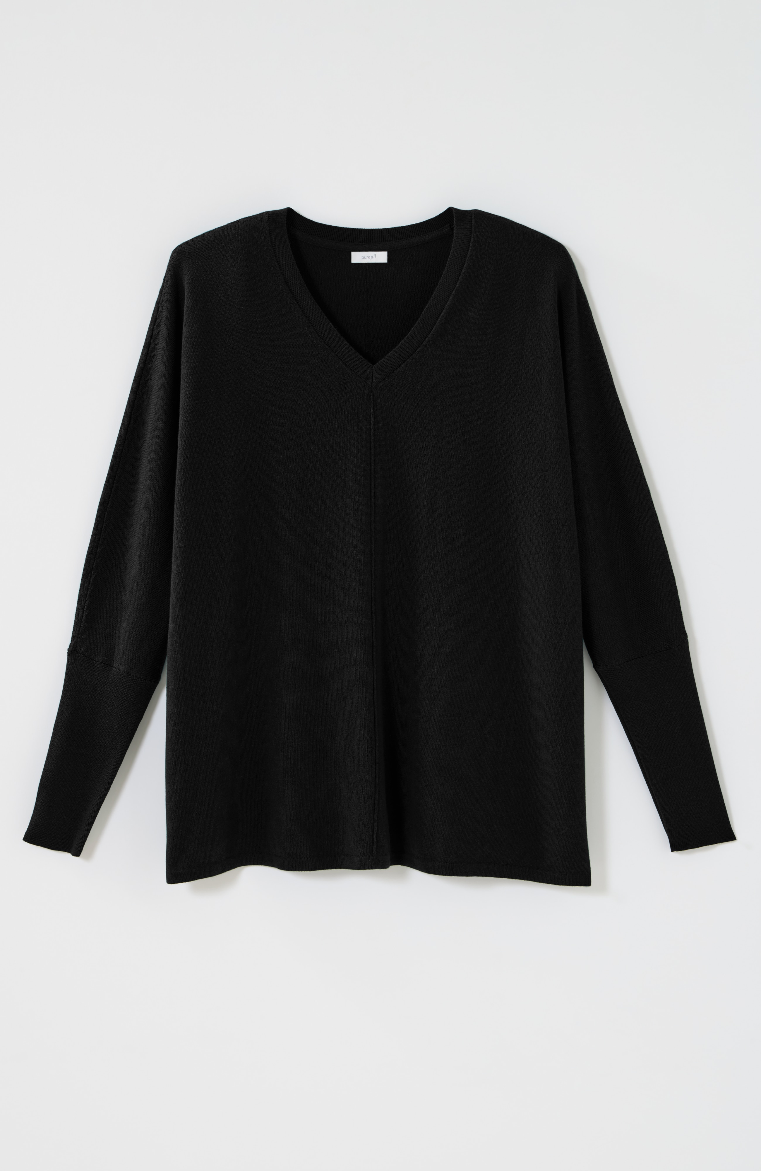 pure jill ribbed-cuffs v-neck pullover