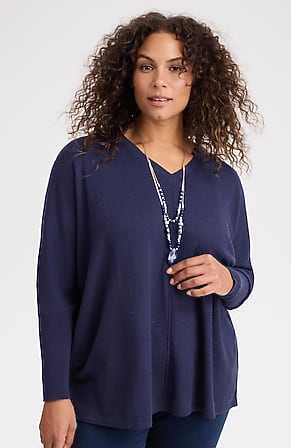 Image for Pure Jill Ribbed-Cuffs V-Neck Pullover