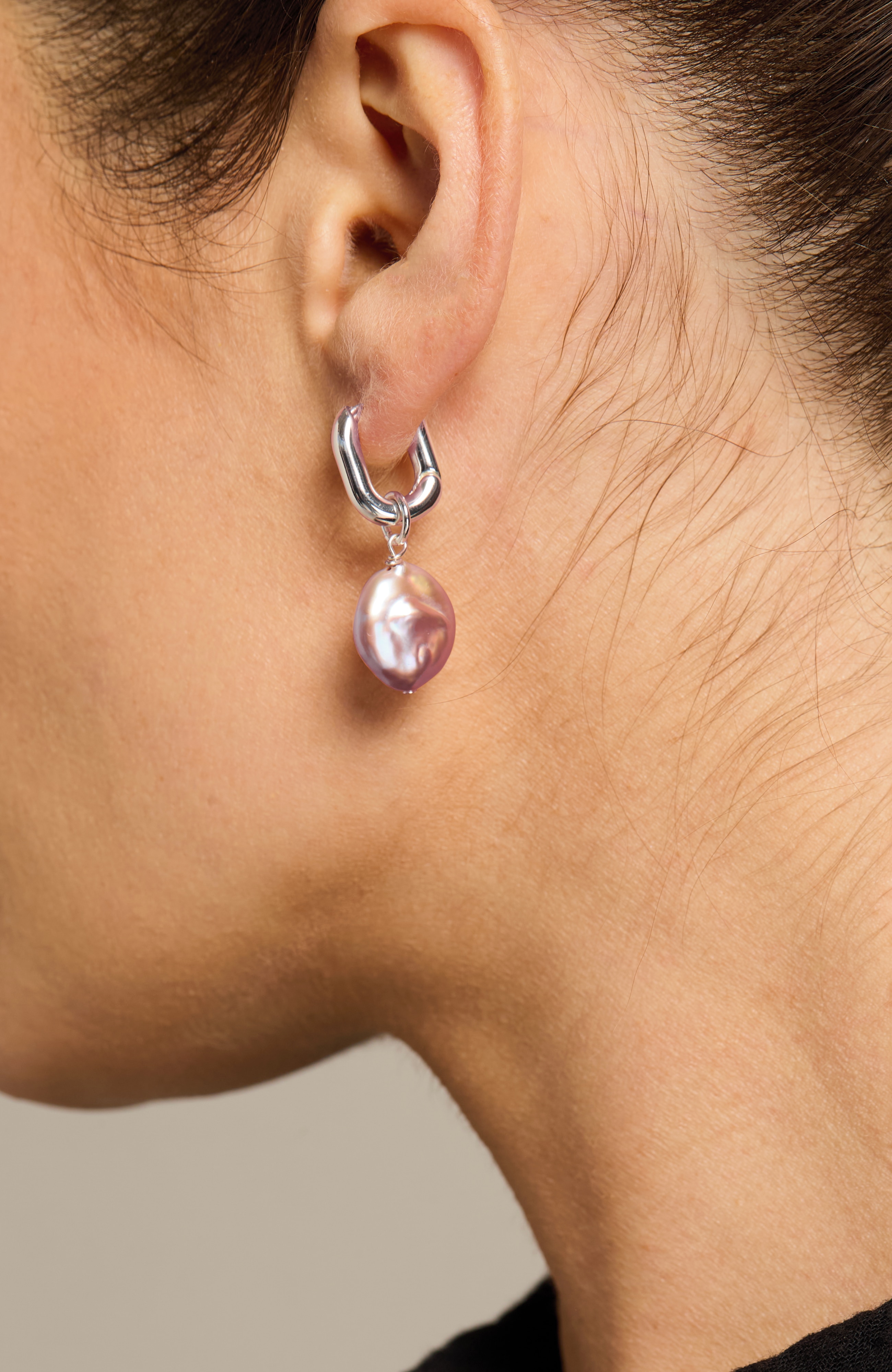 freshwater pearl hoop earrings