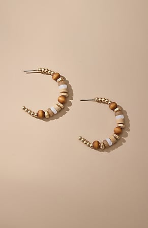Image for Mixed-Beads Hoop Earrings