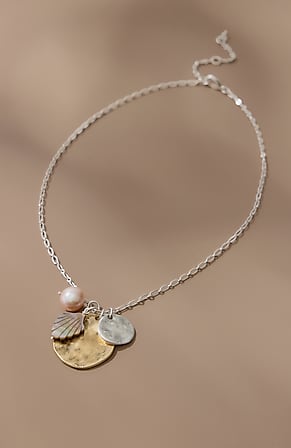 Image for Metal & Freshwater Pearl Cluster Pendant Necklace