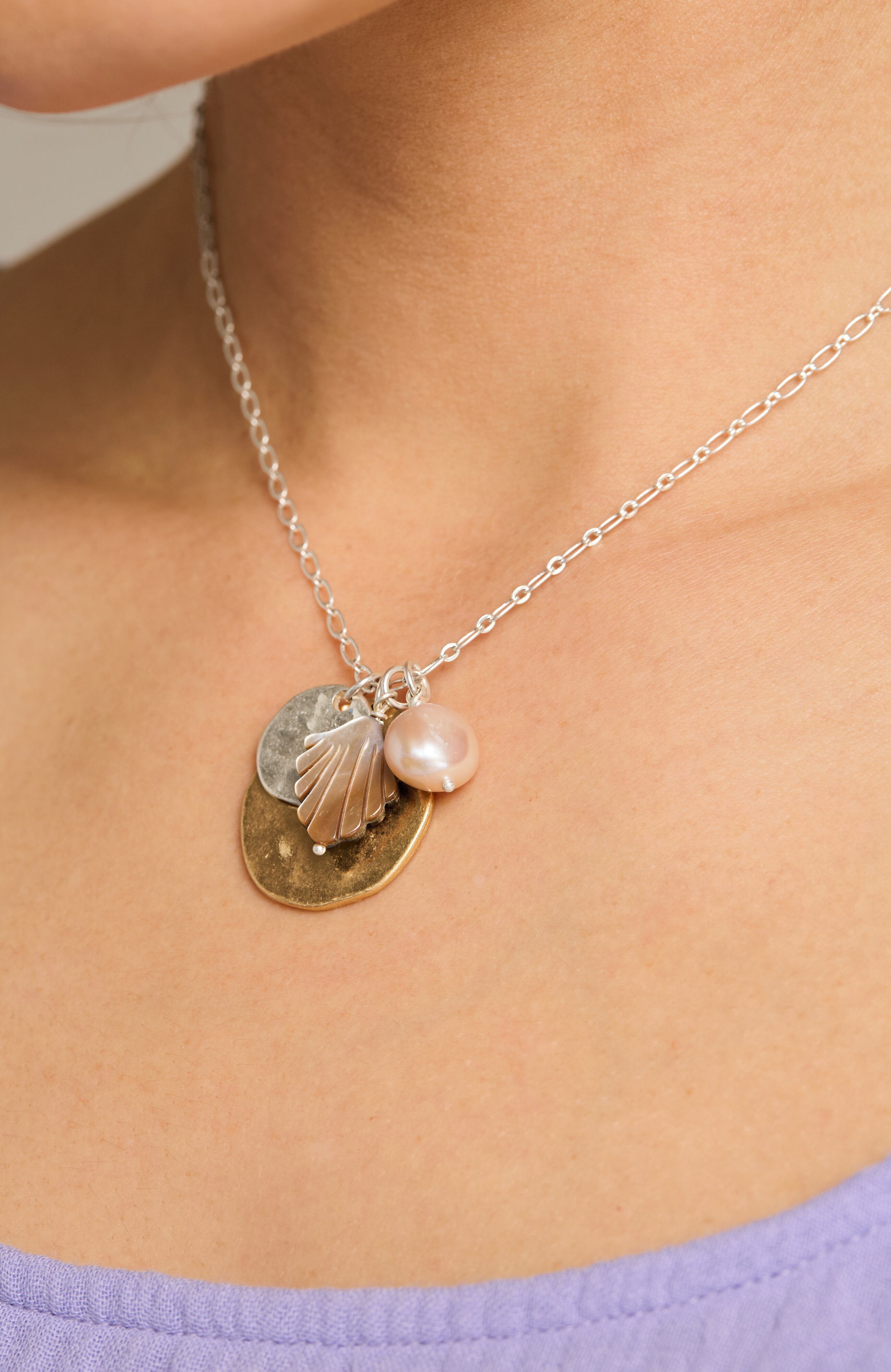 ■ENGBROX■ silver925 dazzle star pearl necklace EBNL25035SV Pearl and Cubic Zirconia Cluster Necklace | David's Bridal