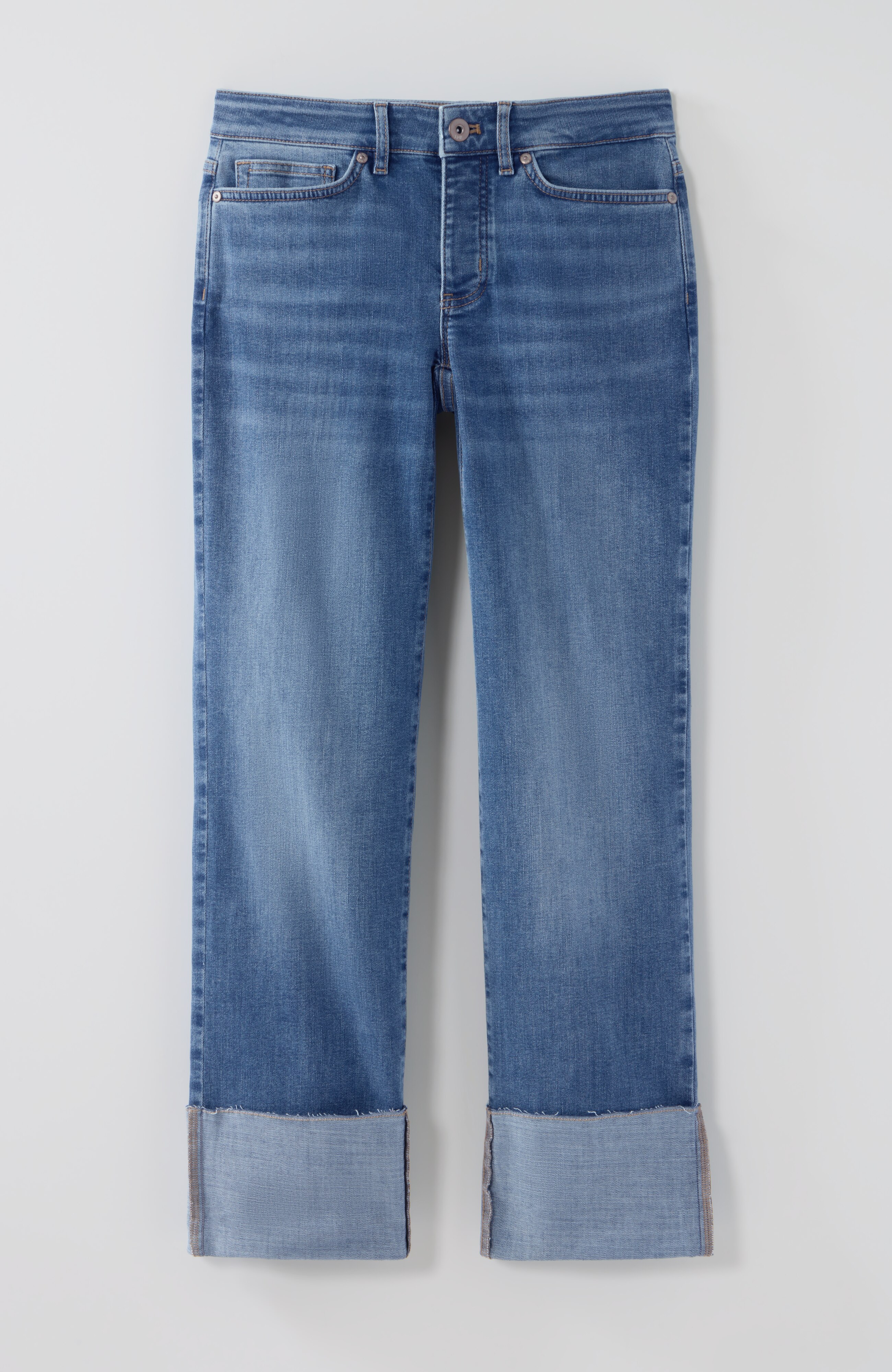 fringed-cuff straight-leg jeans