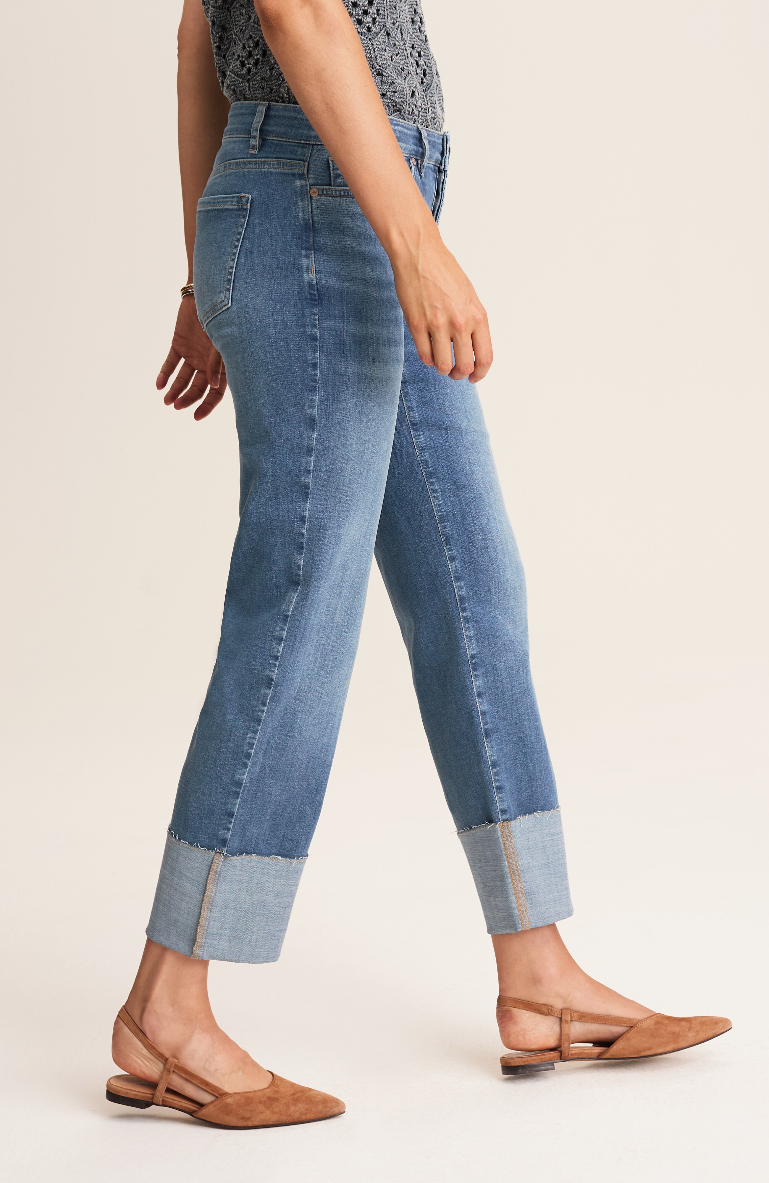 fringed-cuff straight-leg jeans