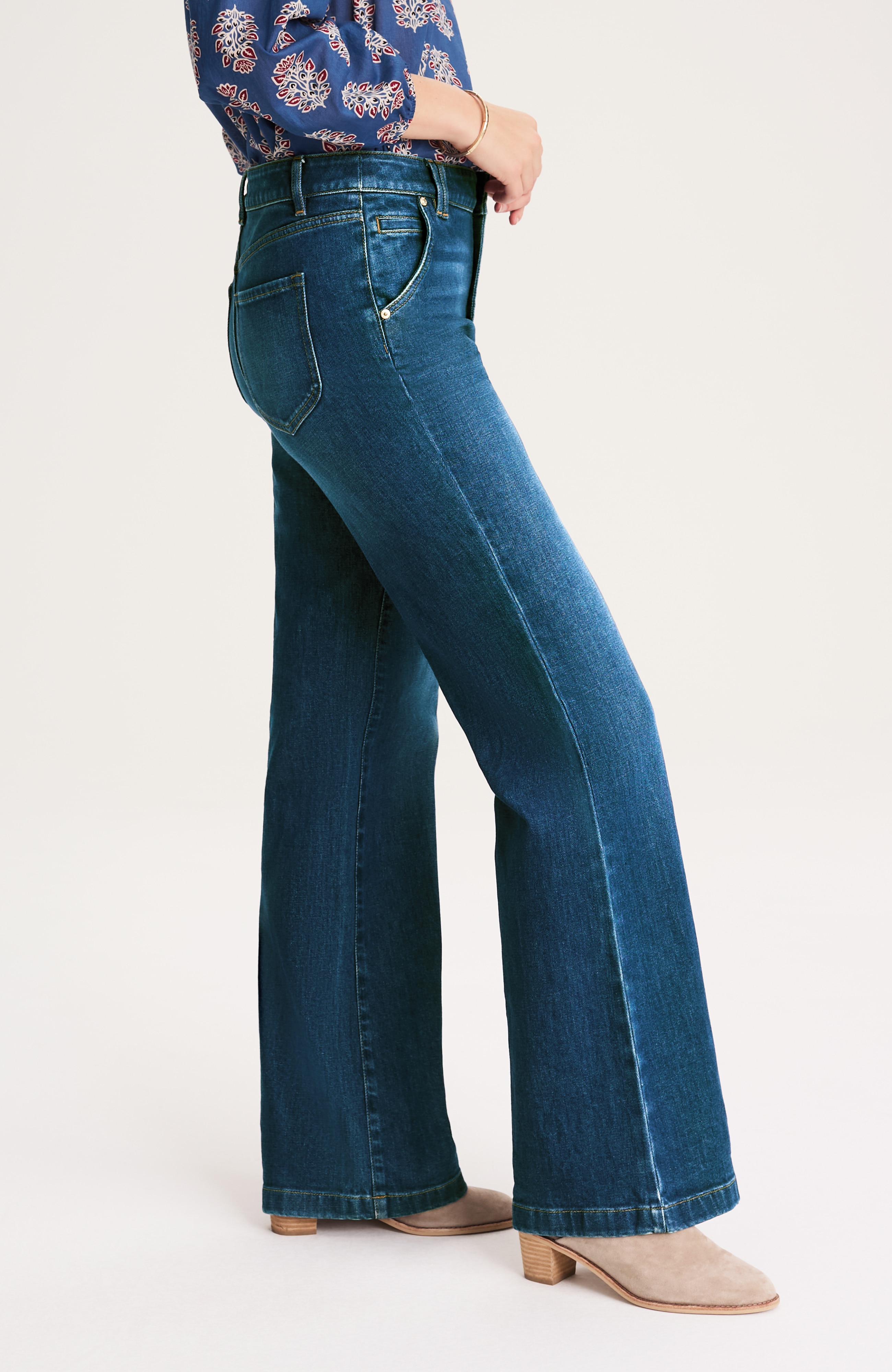 high-rise wide-leg trouser jeans