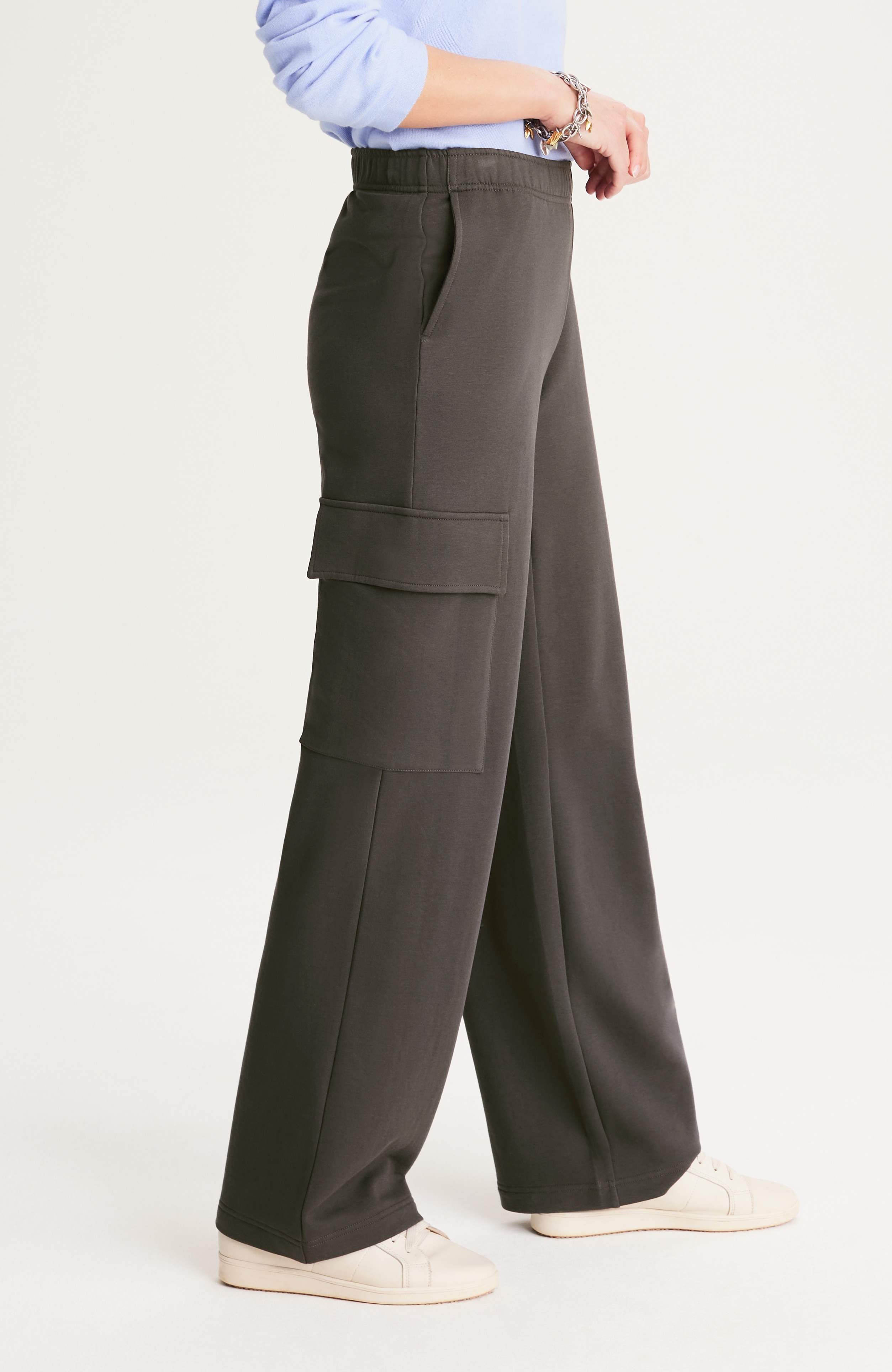 brushed-fleece wide-leg pants