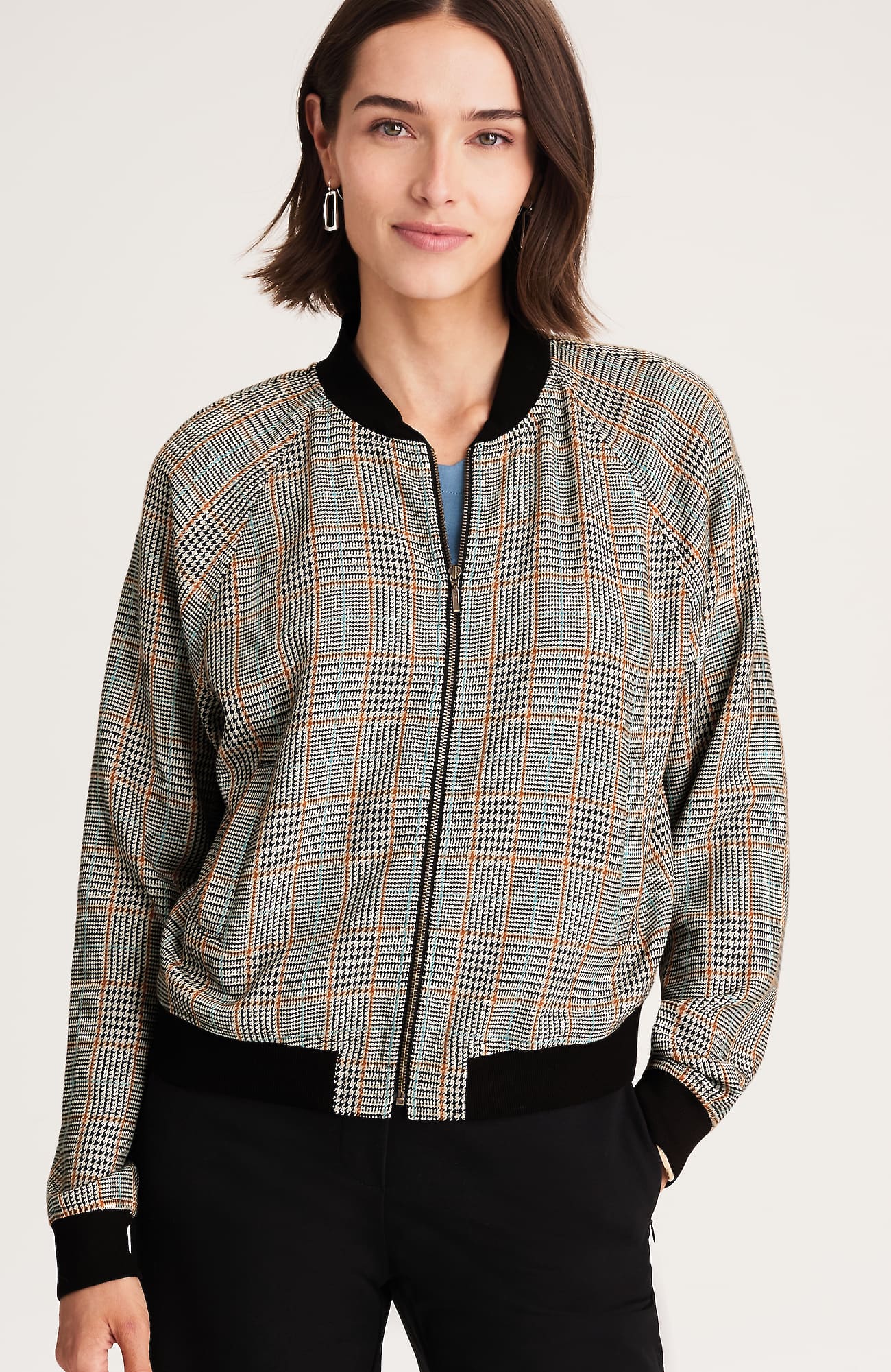 Jjill J.jill Plaid Bomber Jacket In Multi