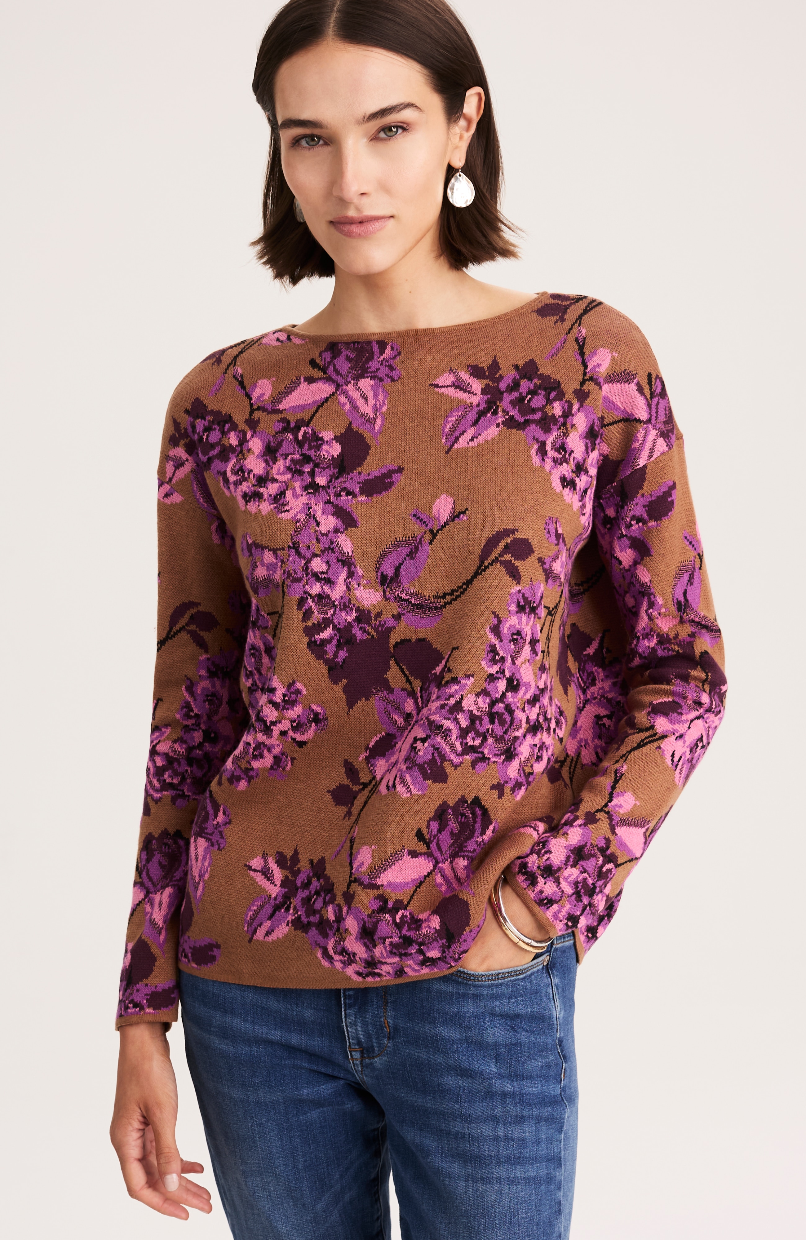 floral jacquard sweater