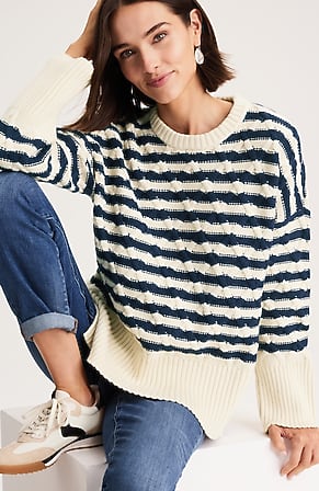Image for Striped Cabled Sweater