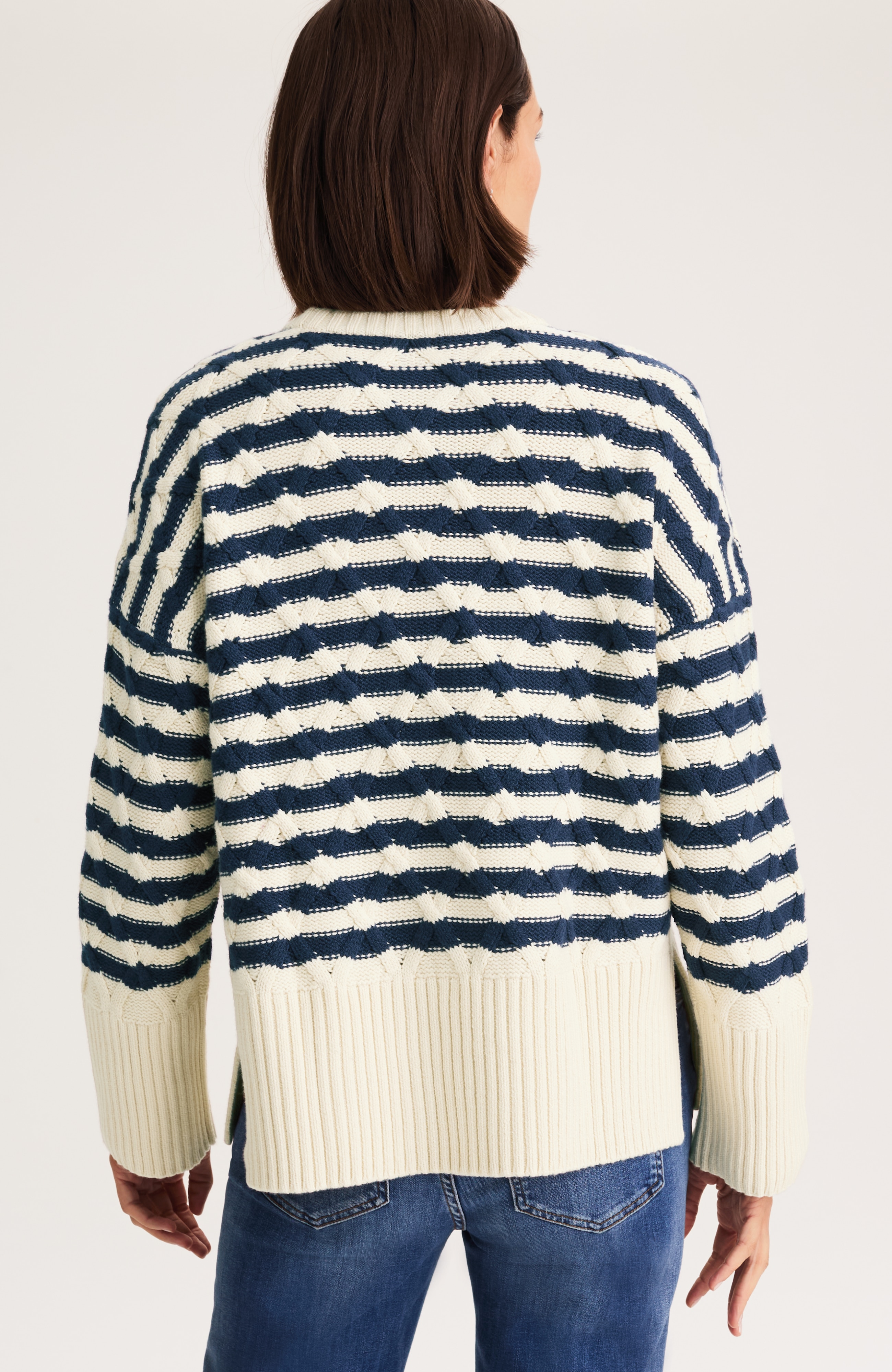 striped cabled sweater