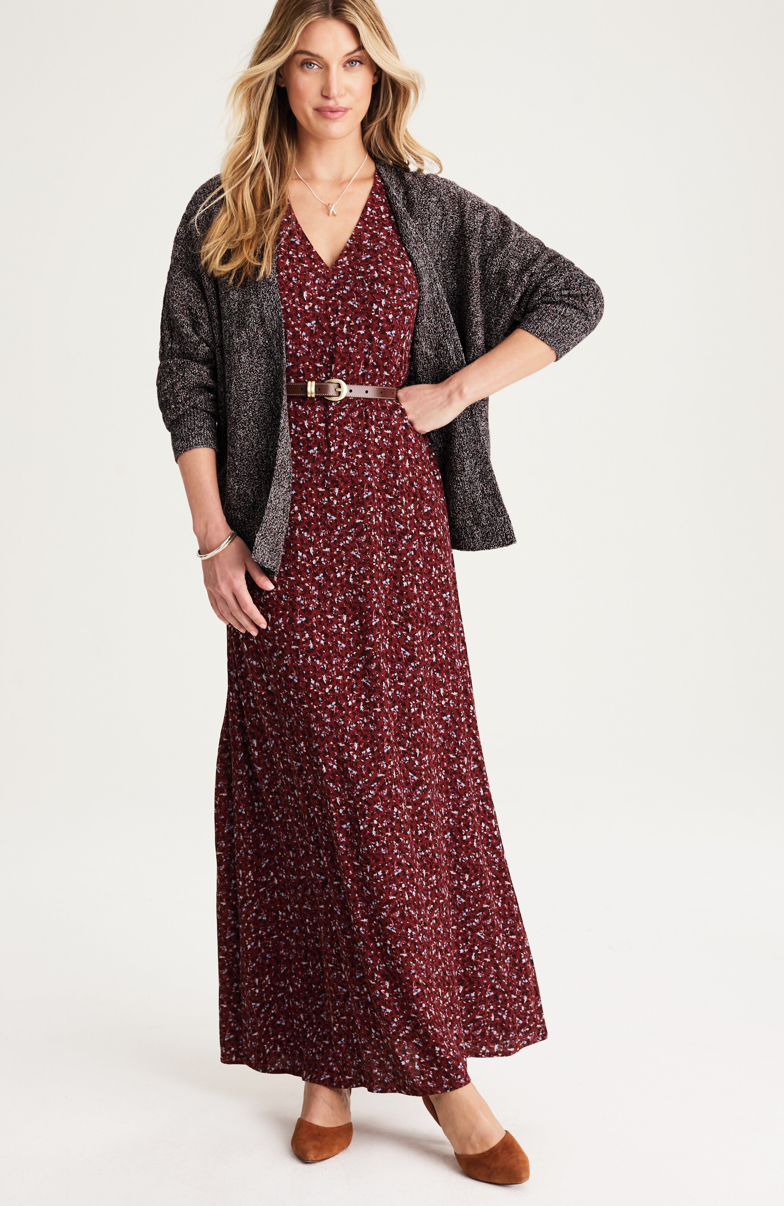 marled dolman-sleeve cardi