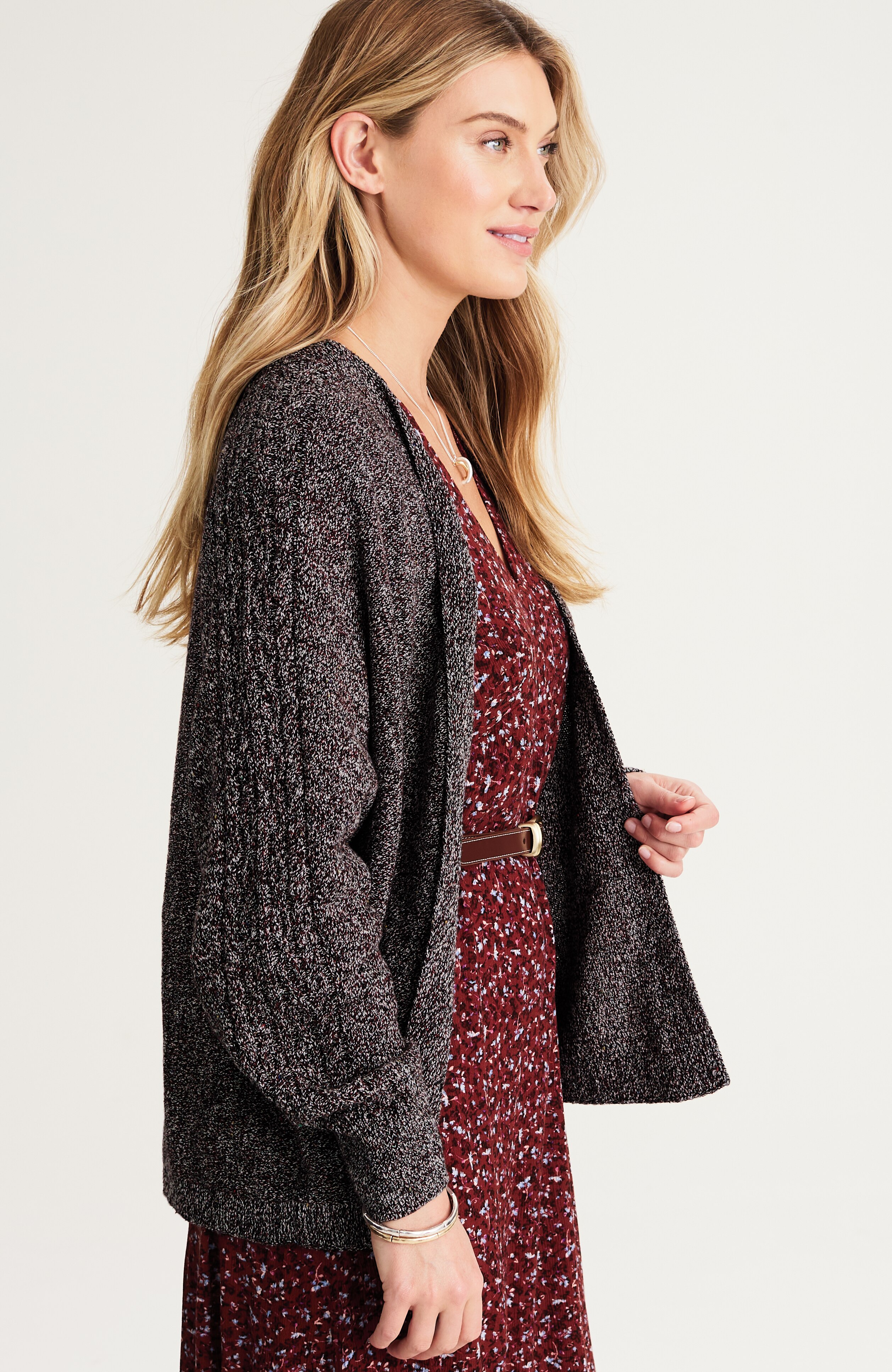 marled dolman-sleeve cardi