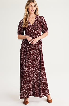 Image for Ruffled-Sleeve Floral Maxi Dress