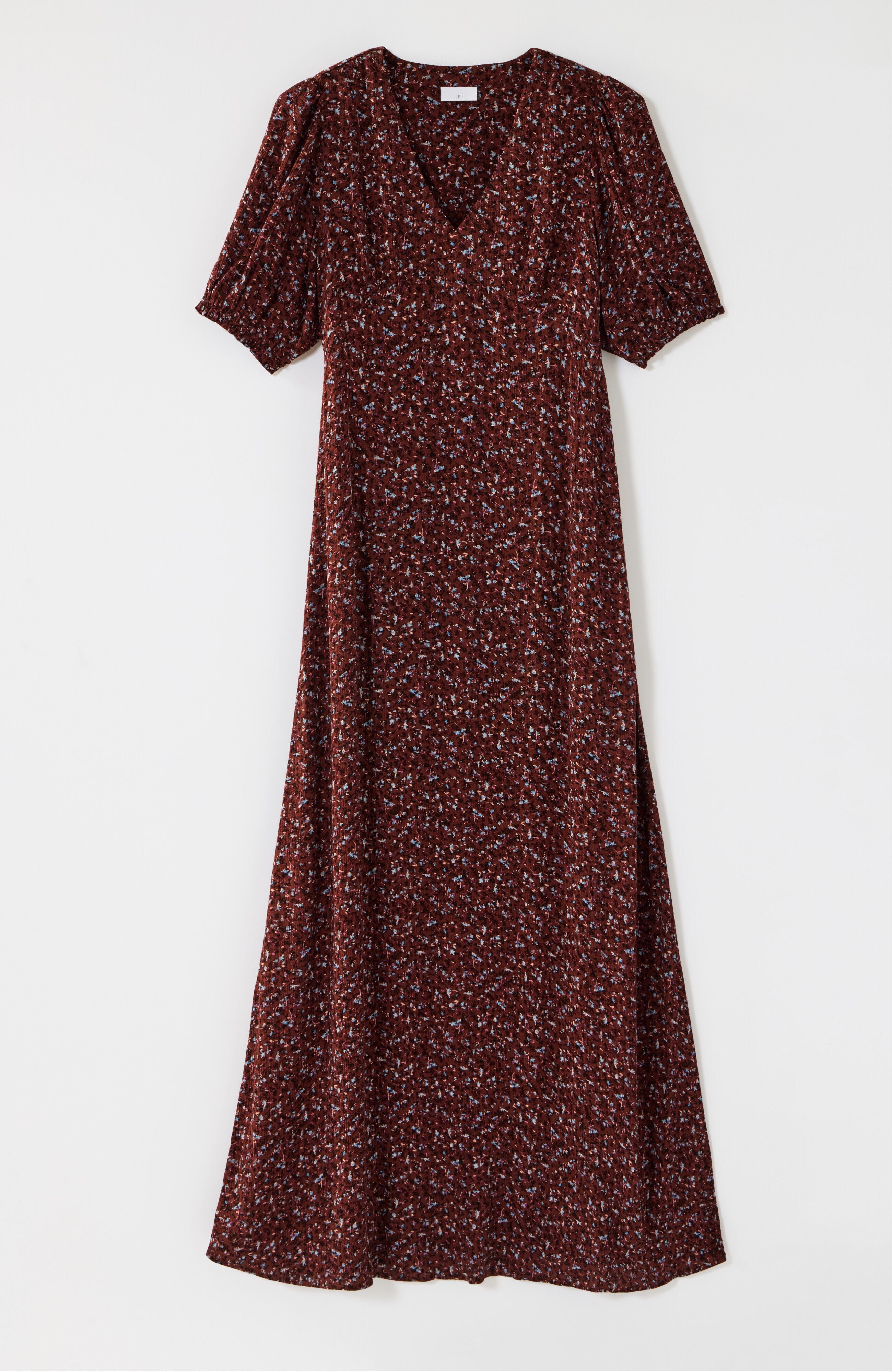 ruffled-sleeve floral maxi dress