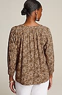 pure jill smocked block-printed top