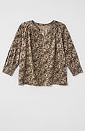 pure jill smocked block-printed top