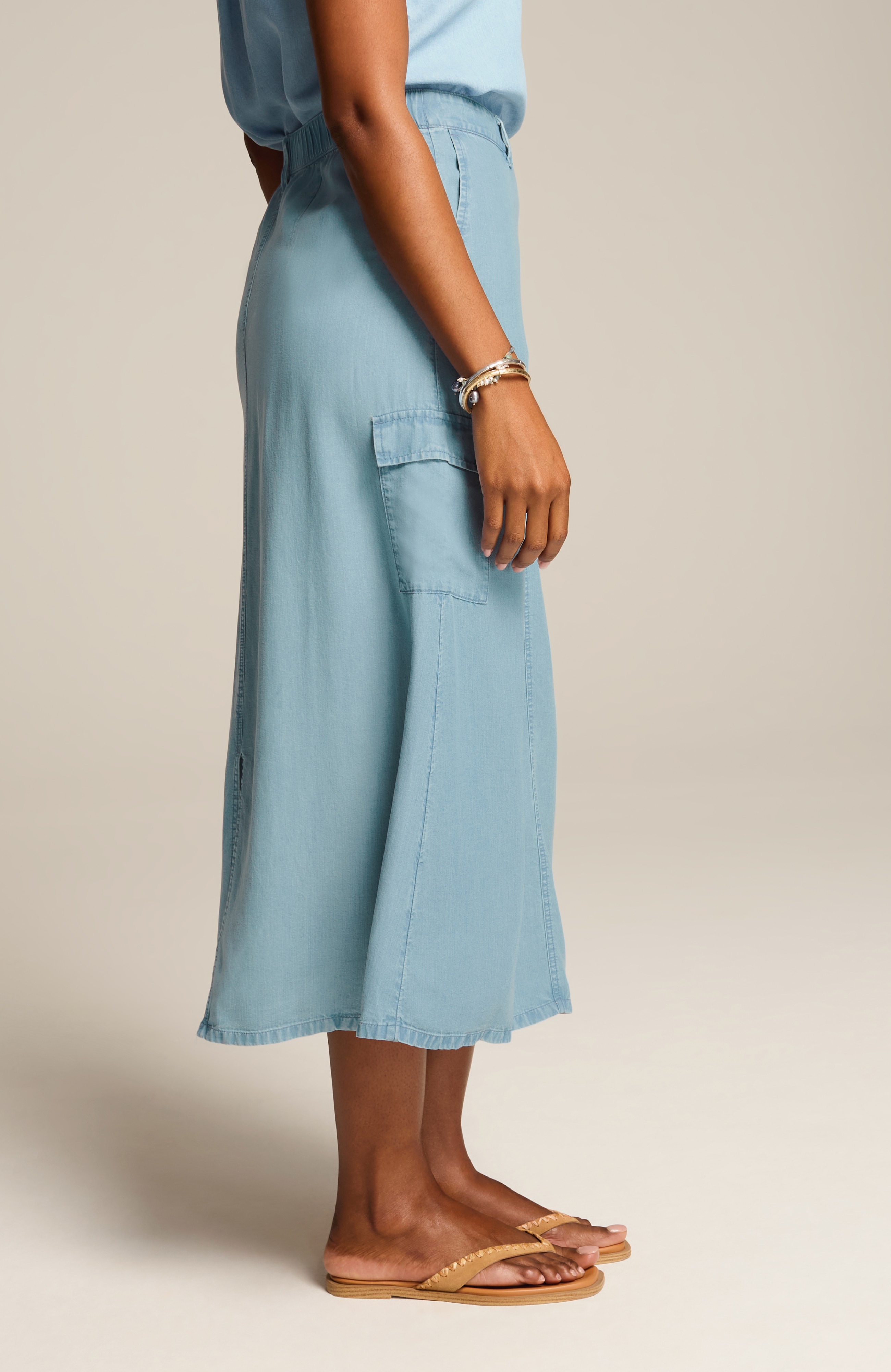 cecilia品❶ INDIGO TENCEL LYOCELL CARGO MAXI SKIRT | JJill