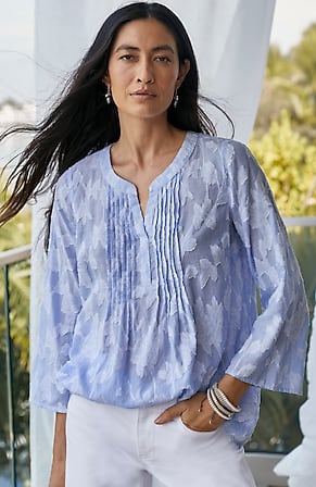 Image for Clipped-Jacquard Striped Top