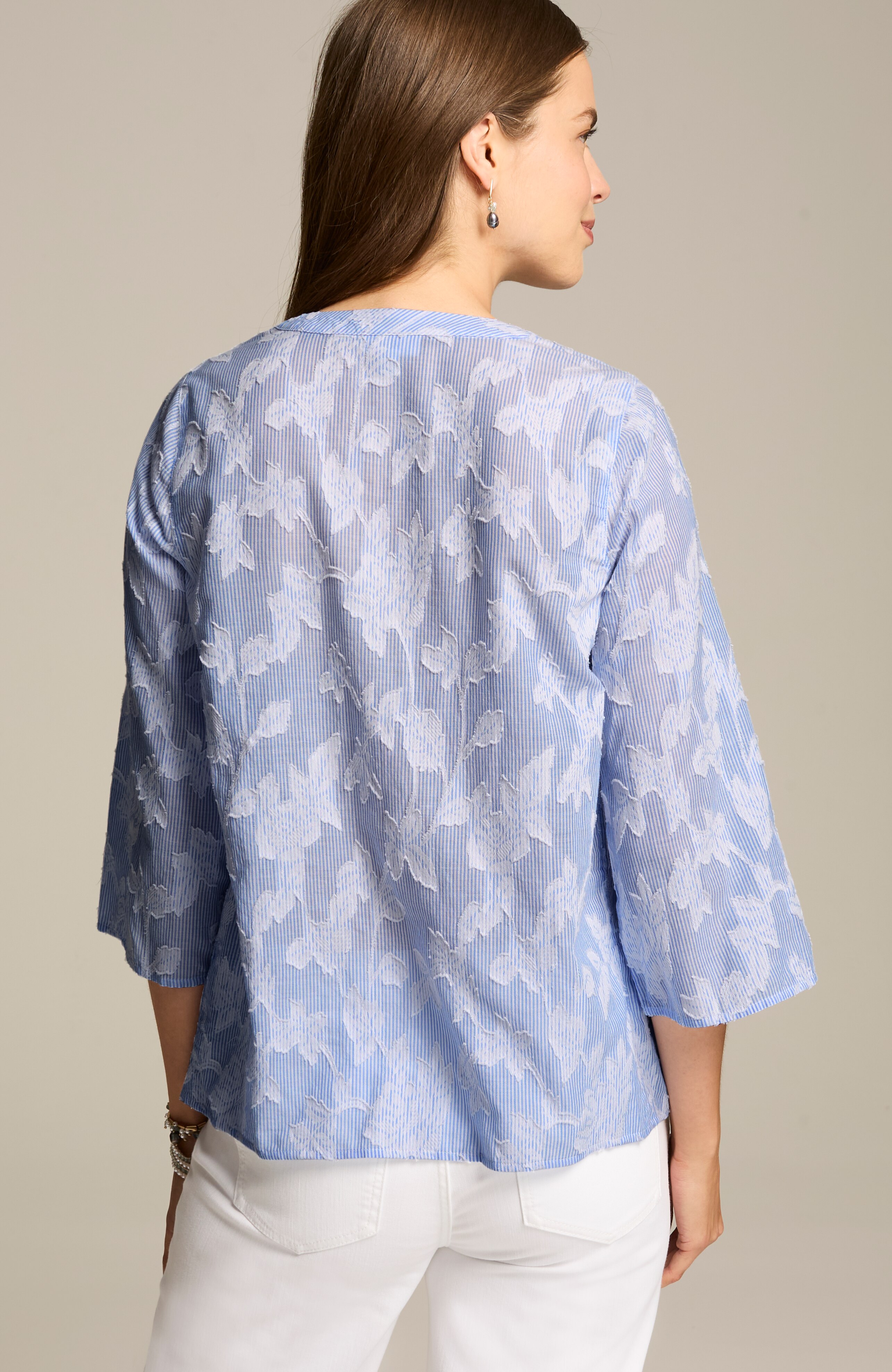 CLIPPED-JACQUARD STRIPED TOP | JJill