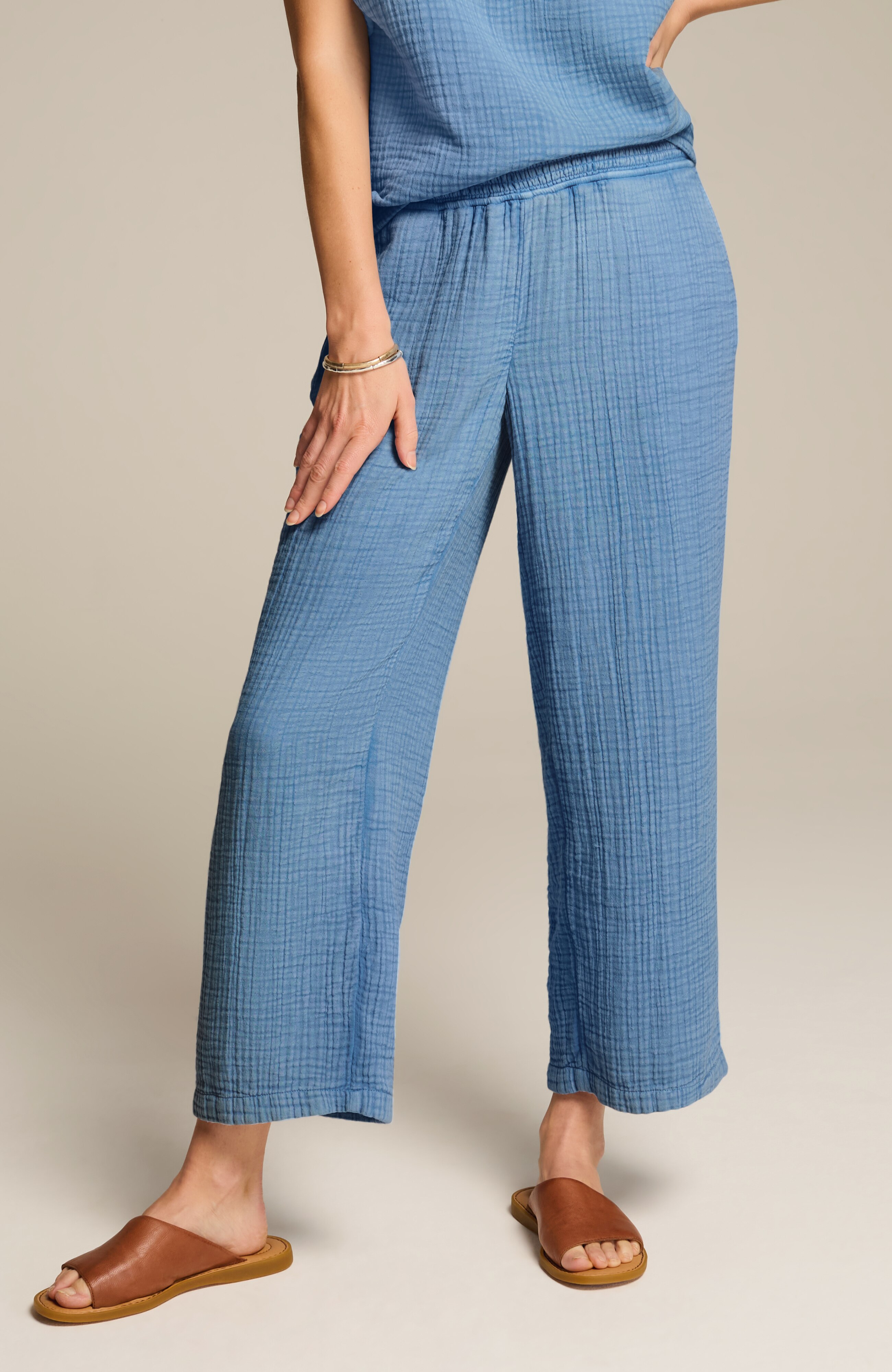 pure jill cotton-gauze cropped pants