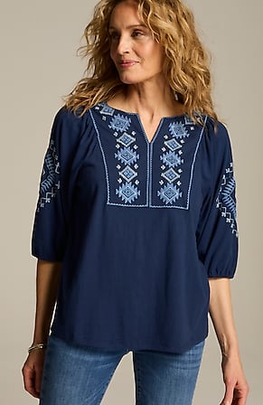 Image for Embroidered-Details Top