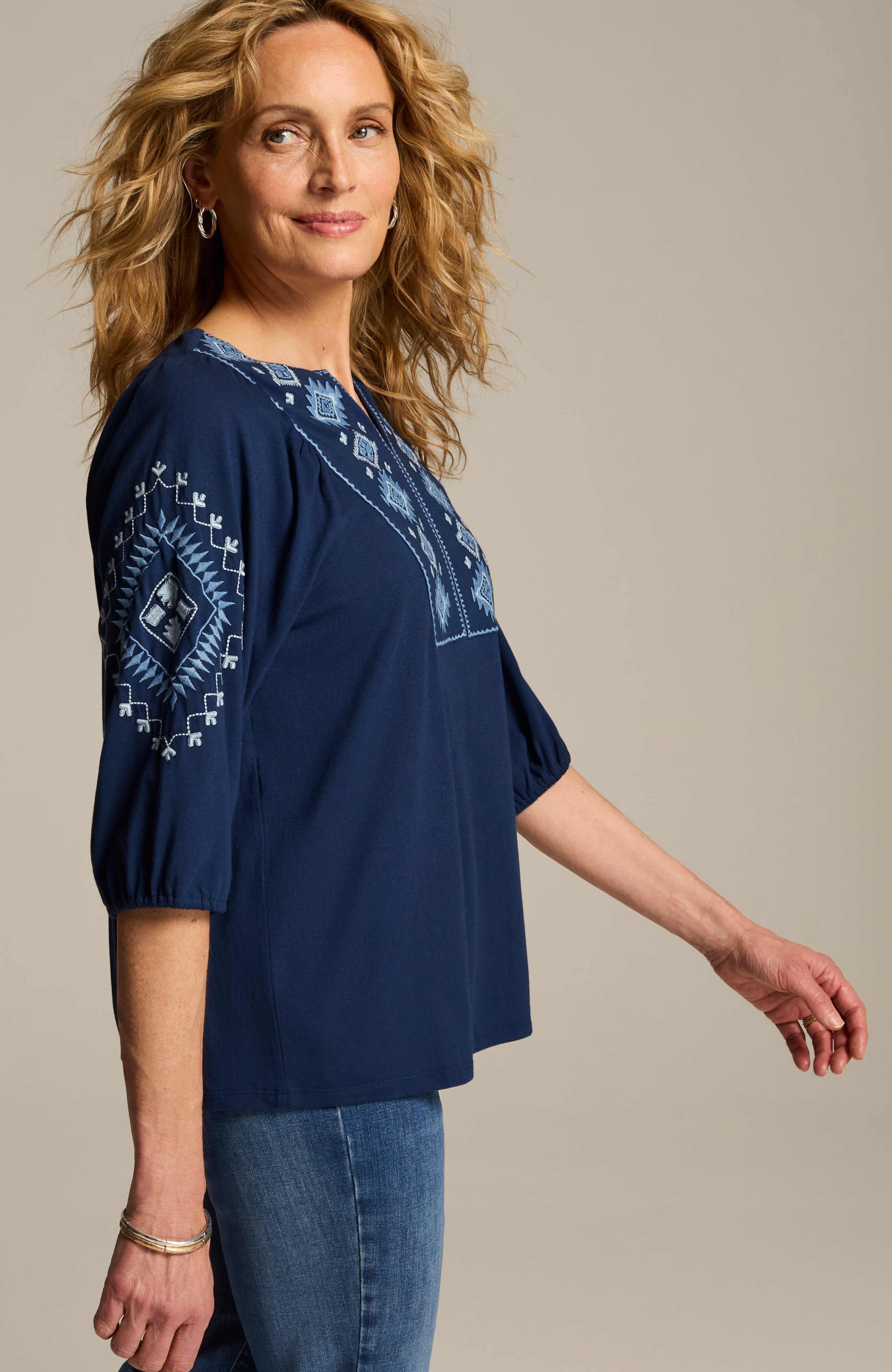 EMBROIDERED-DETAILS TOP | JJill