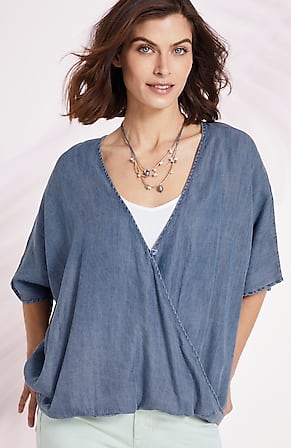 Image for Denim Twist-Front Poncho