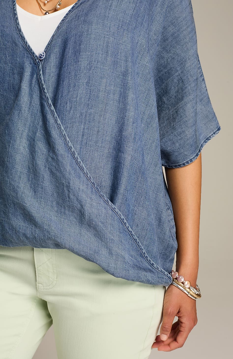 Denim Twist-Front Poncho JJill