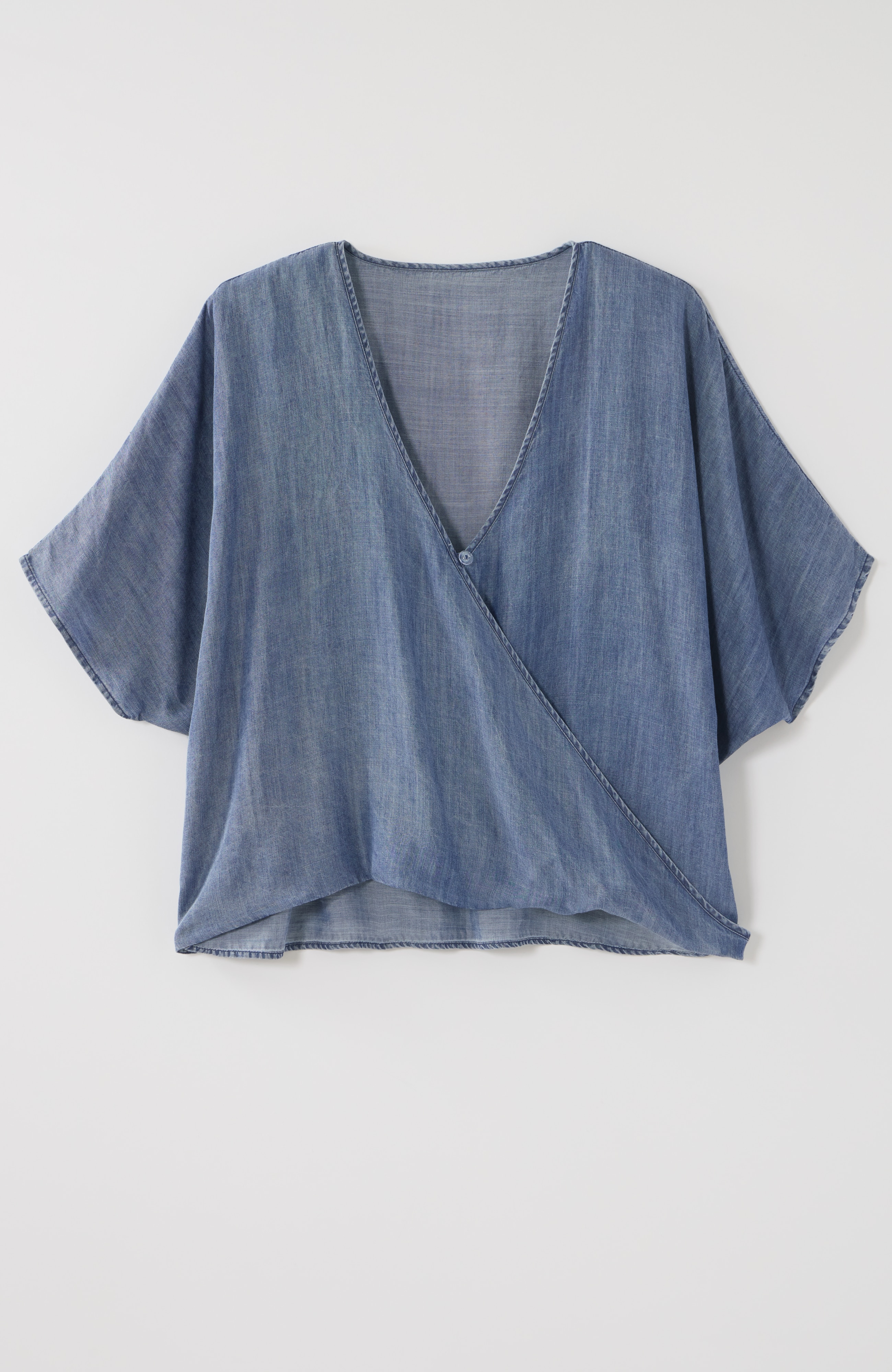 denim twist-front poncho