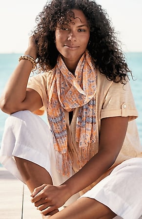 Image for Stenciled Jacobean Skinny Scarf