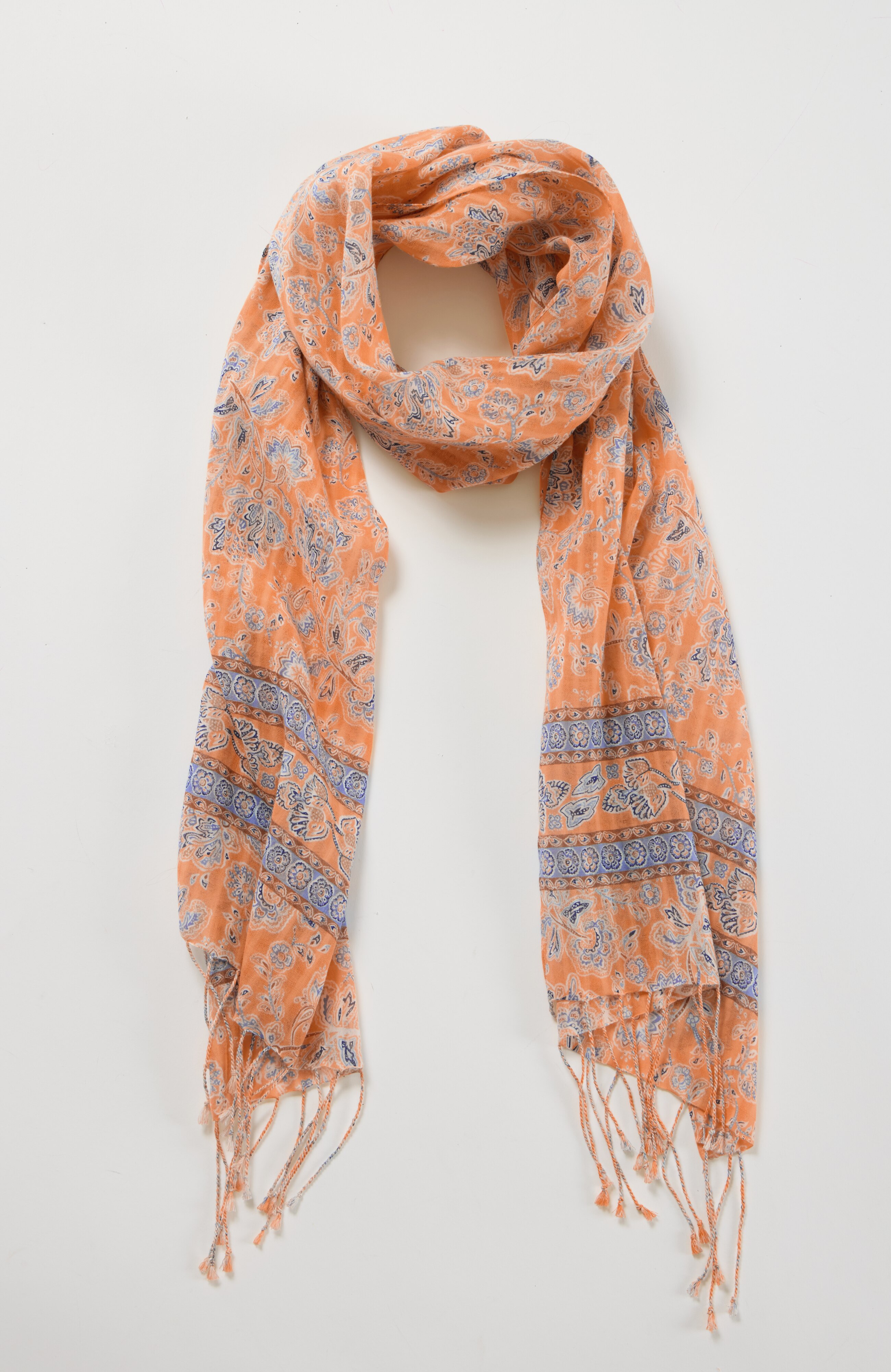 stenciled jacobean skinny scarf