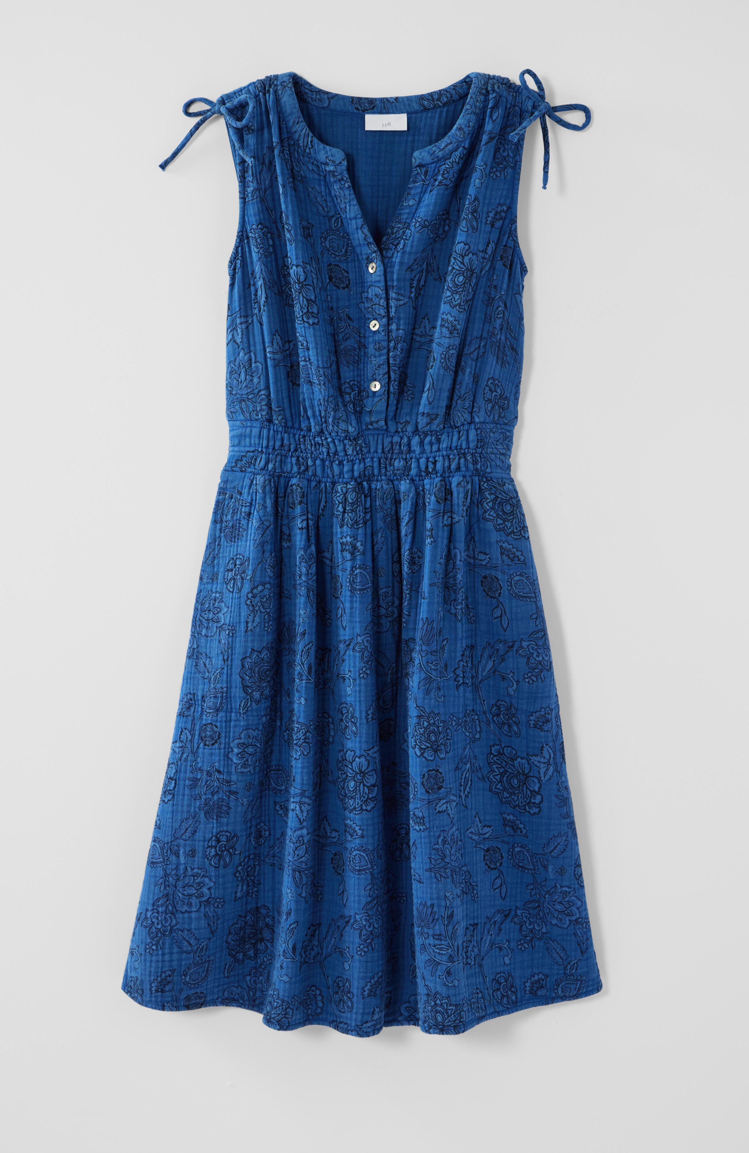 cotton-gauze tie-sleeve dress