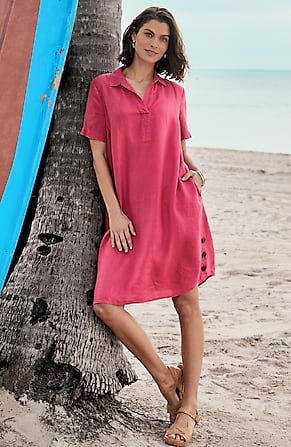 Image for Side-Button Linen Shirtdress
