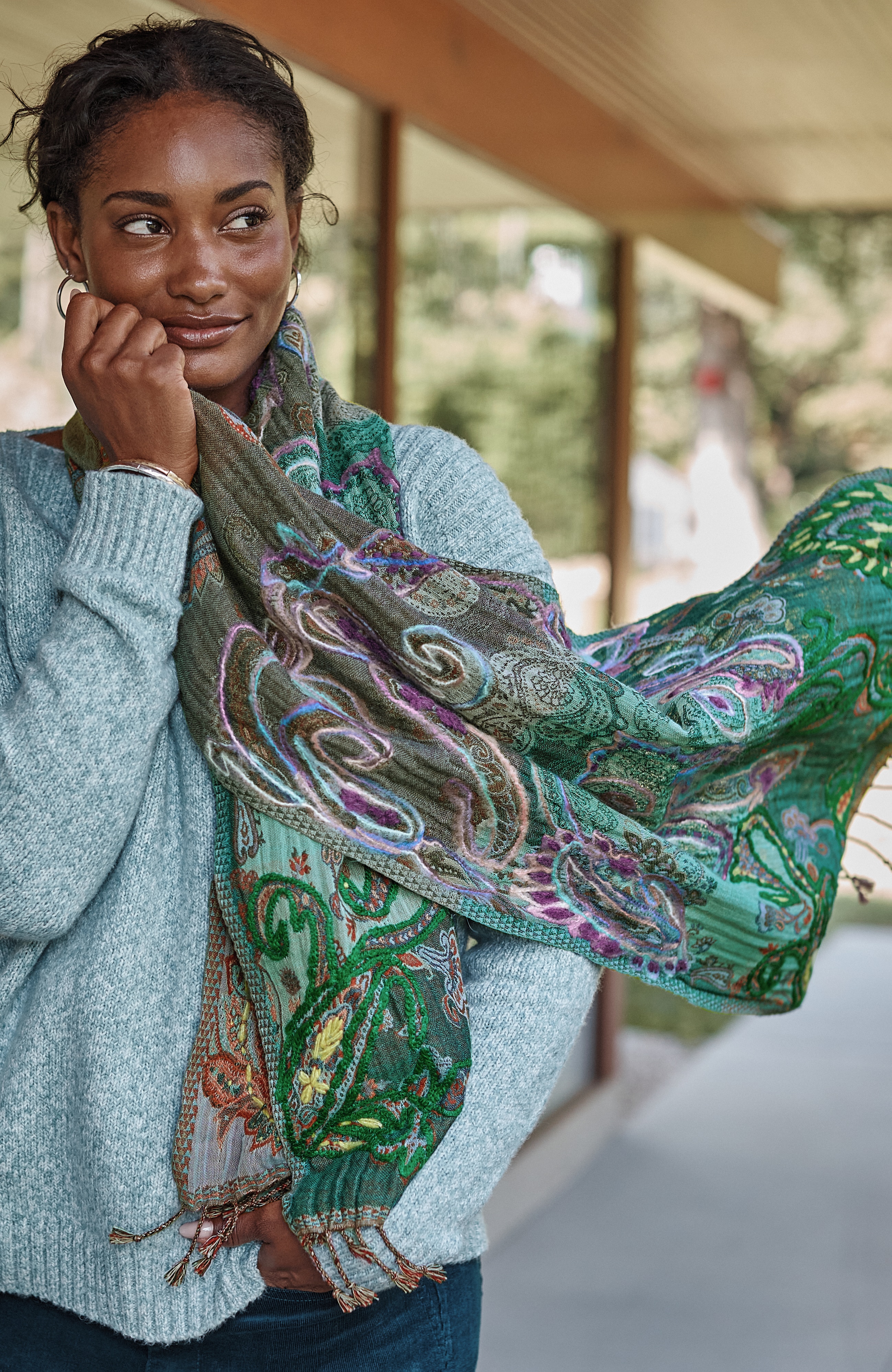 compassion fund paisley jacquard scarf