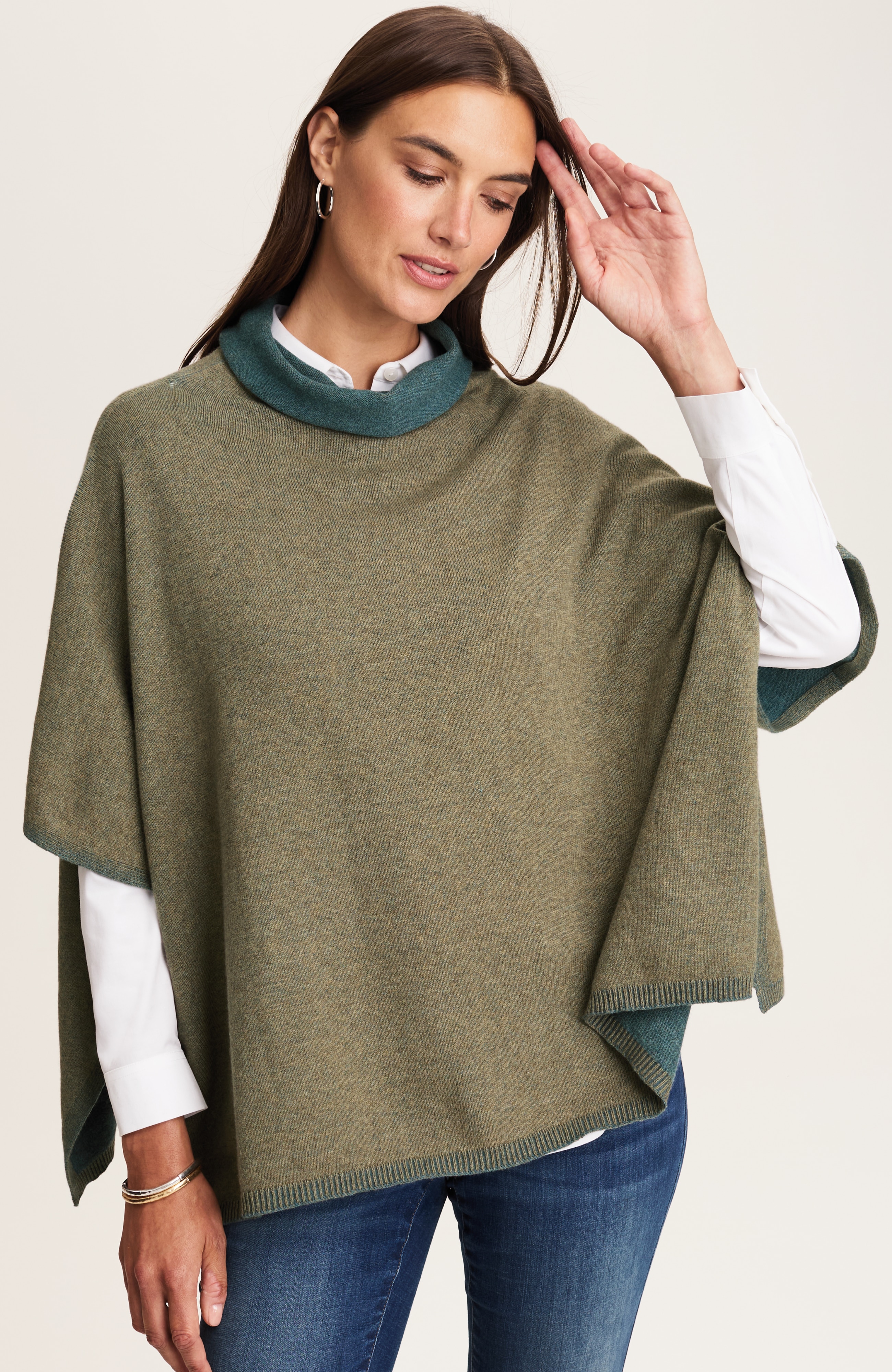 two-tone sweater poncho
