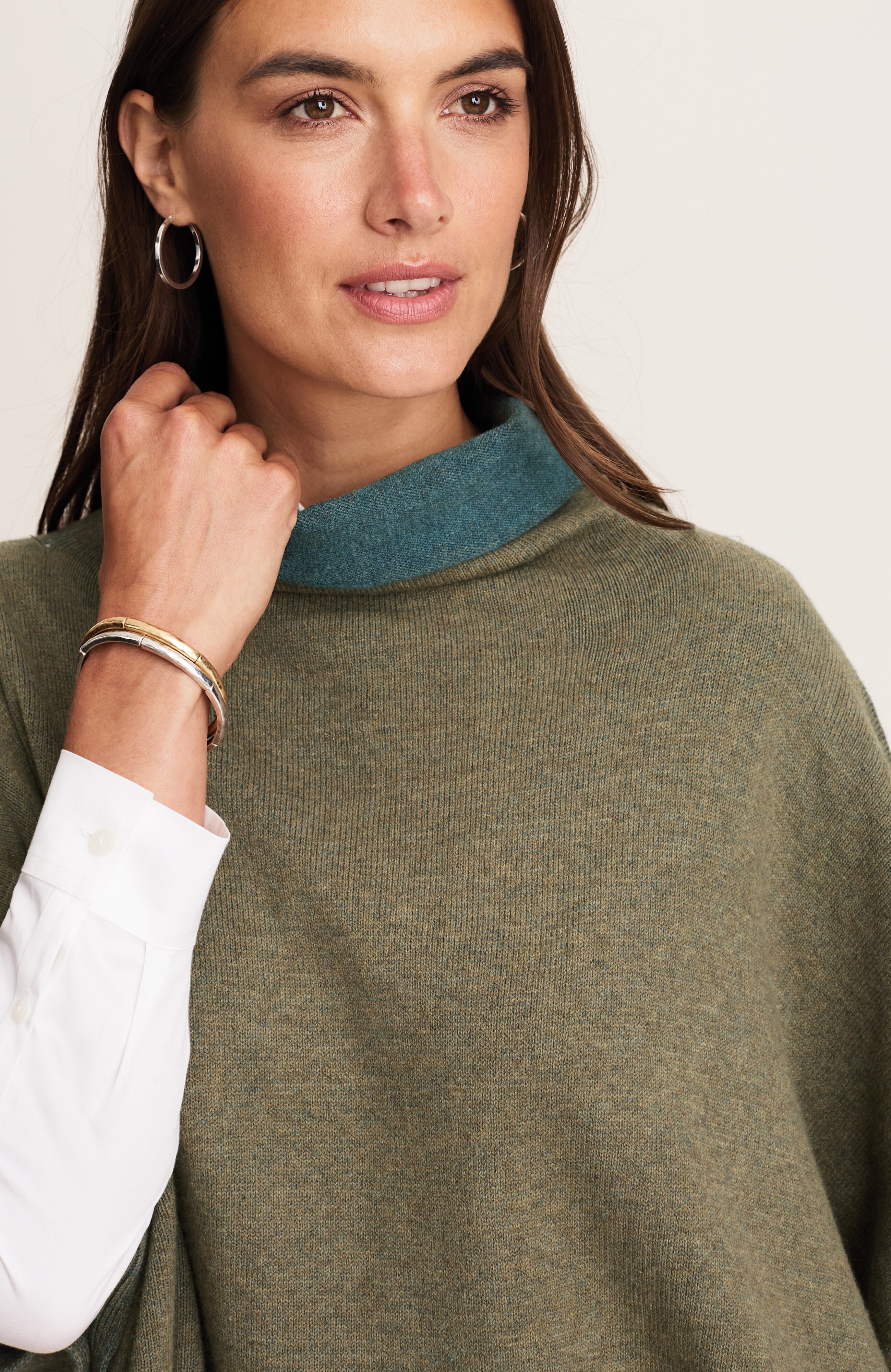 two-tone sweater poncho