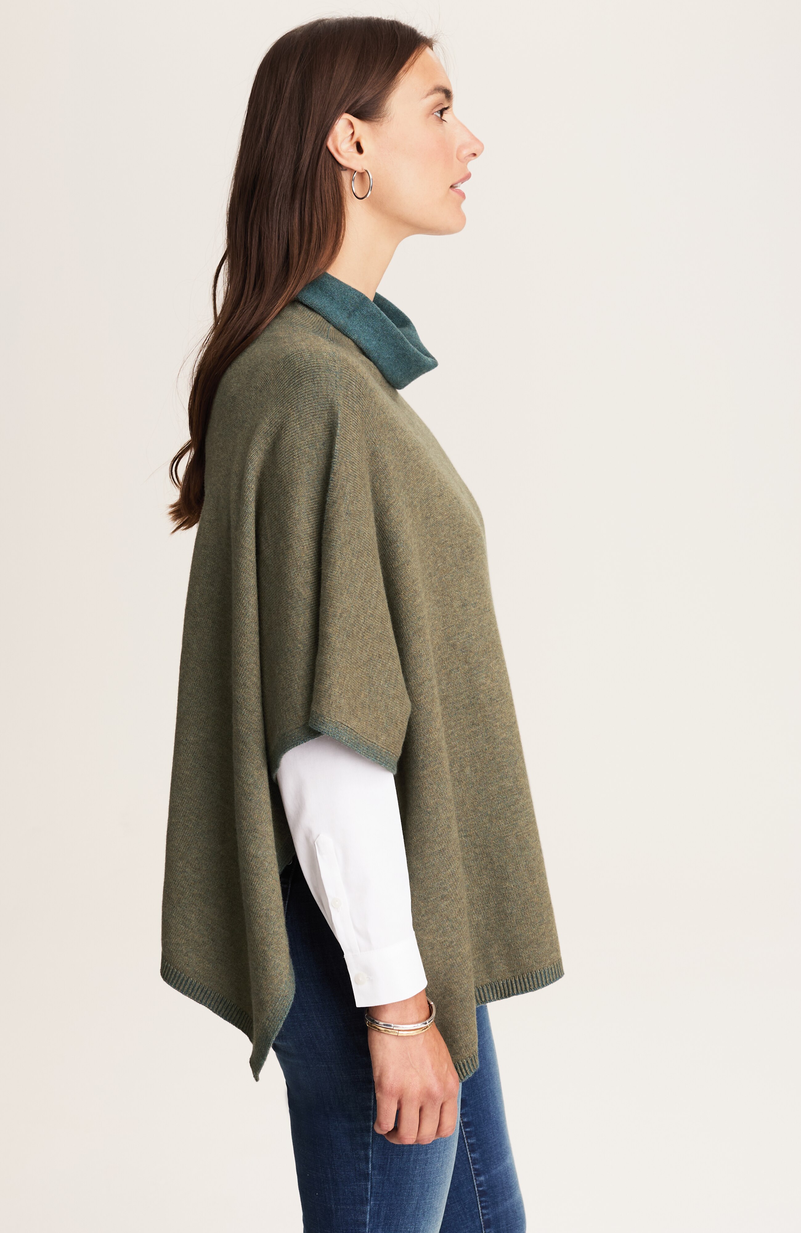 two-tone sweater poncho