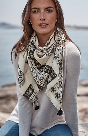 Image for Snowflake Jacquard Triangle Scarf