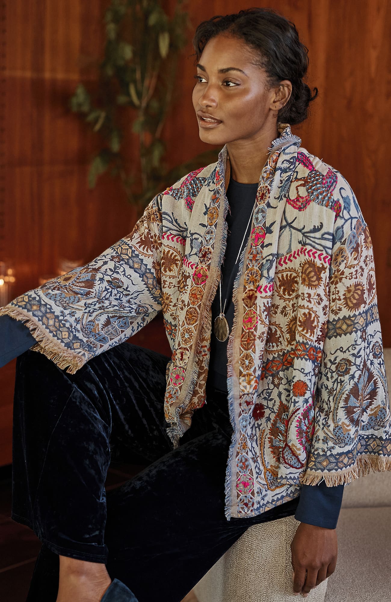 Jjill J.jill Hand-embroidered Jacquard Soft Jacket
