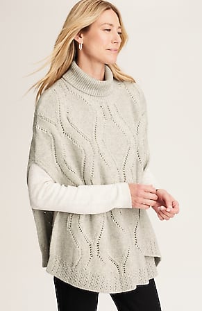 Image for Cotton-Blend Cable Poncho