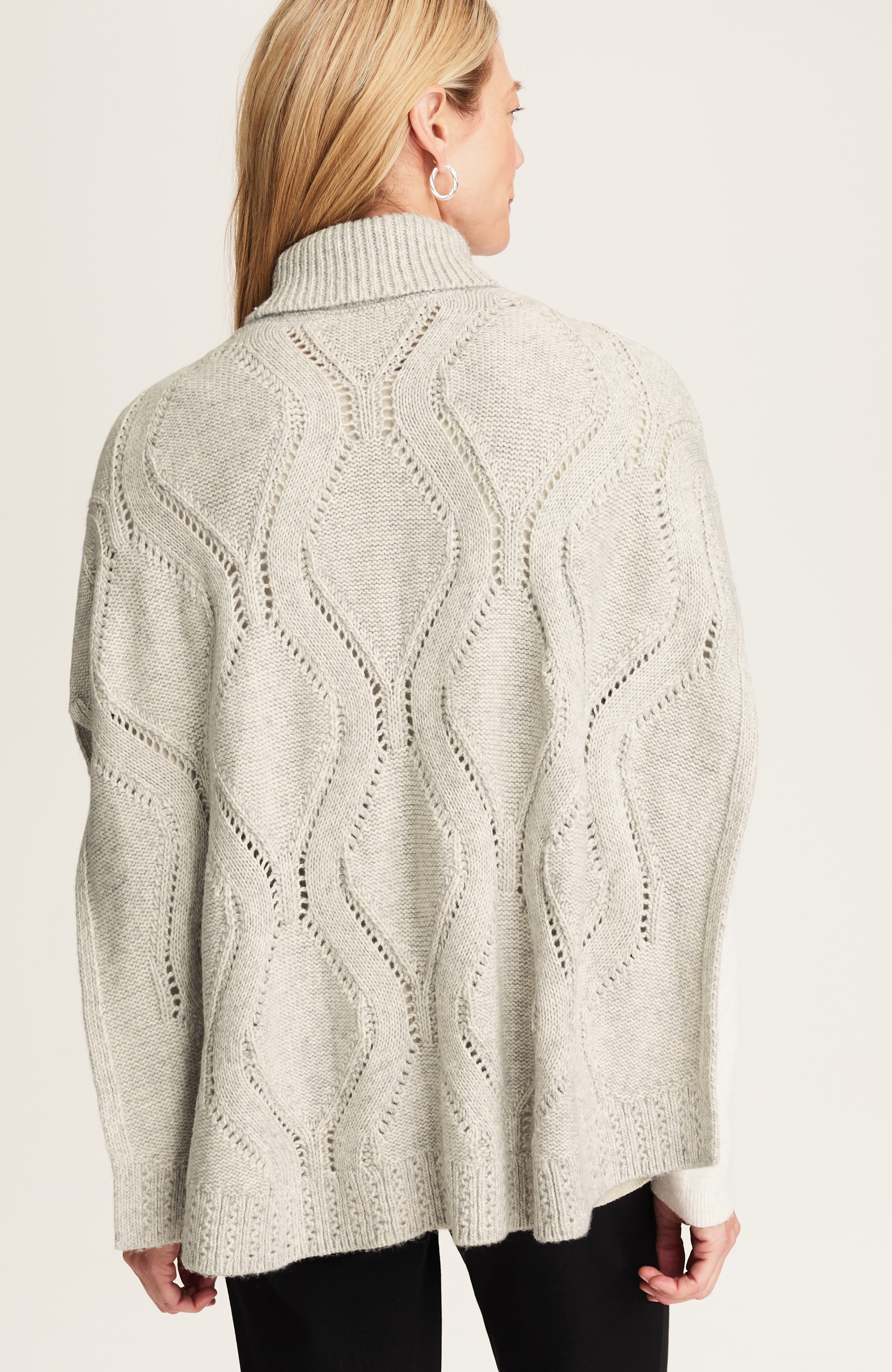 cotton-blend cable poncho