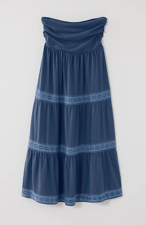 green emerald velvet dress FC Strapless Fold Midi Dress Blue / L