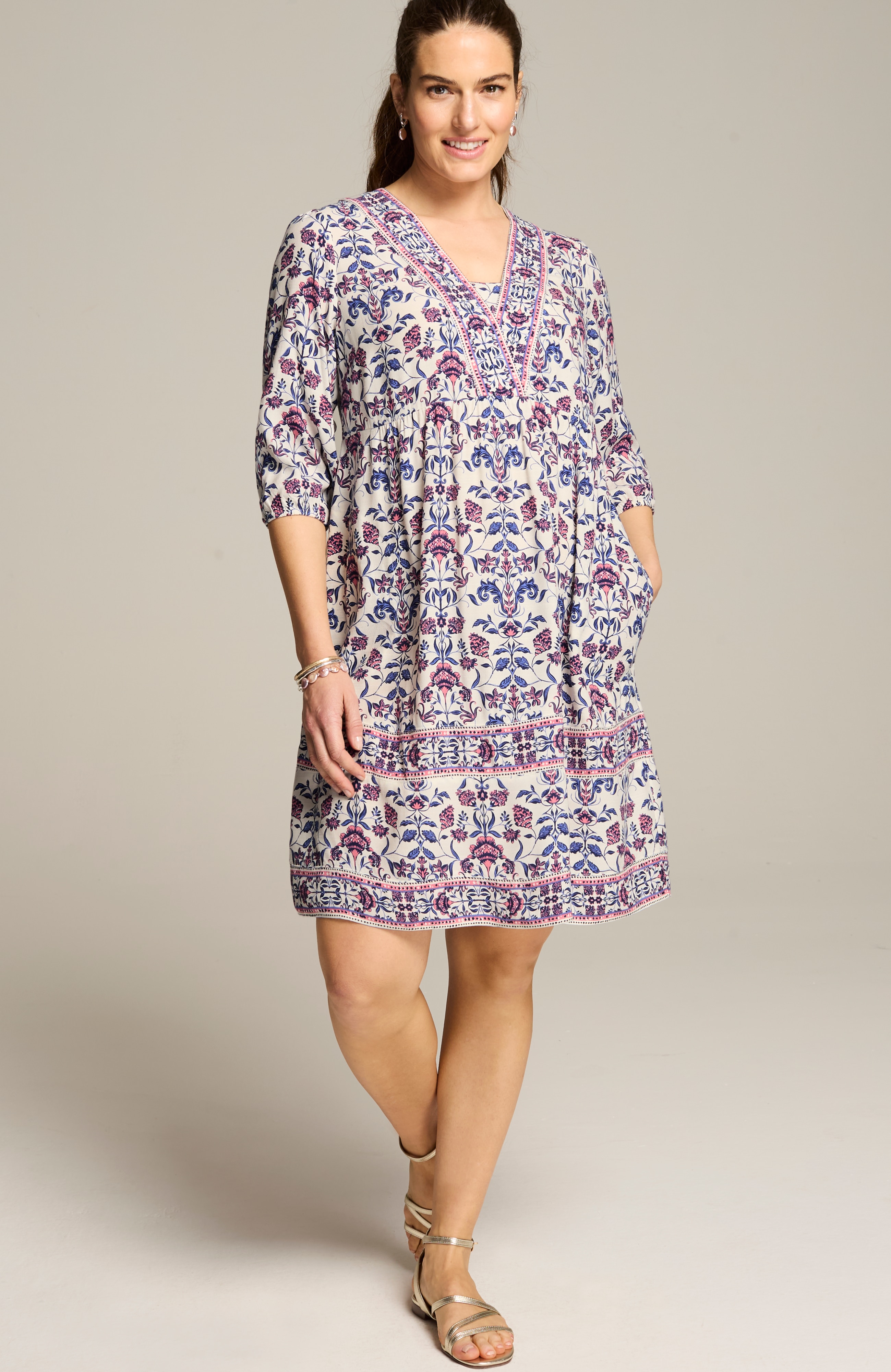 ventura border-printed dress