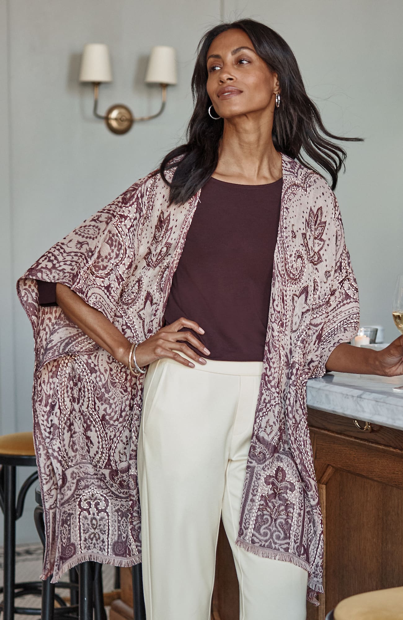 Jjill J.jill Beaded Jacquard Ruana