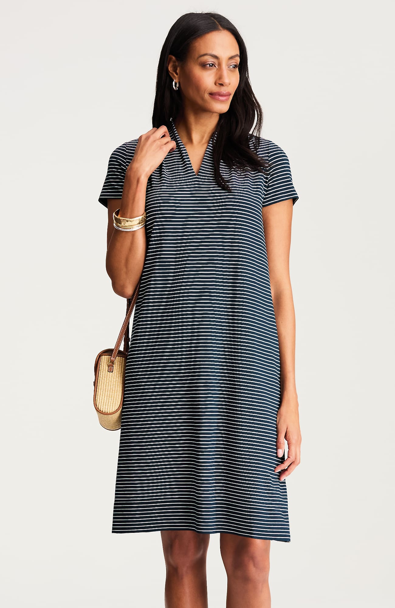 Jjill Wearever Cap-sleeve A-line Dress In Blue